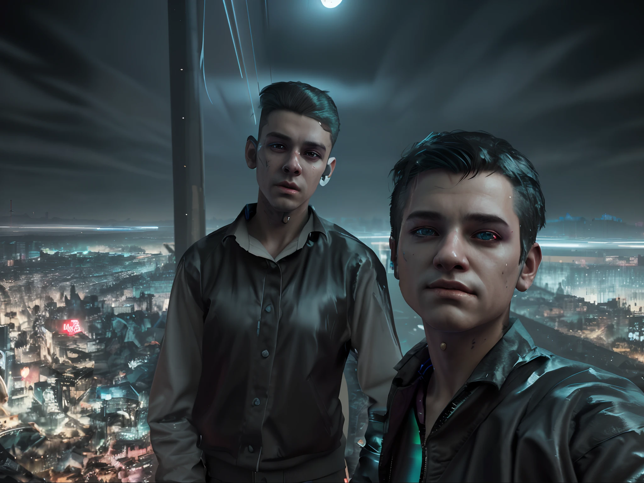 Change background cyberpunk handsome boy, realistic face, 8k, ultra realistic,