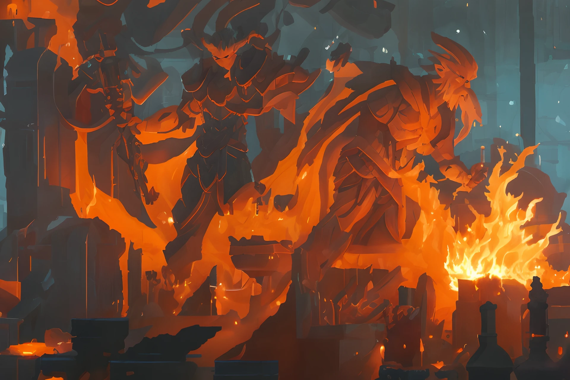 Homunculus,a body with a flaming head, artstation, concept art, smooth, sharp focus, illustration,