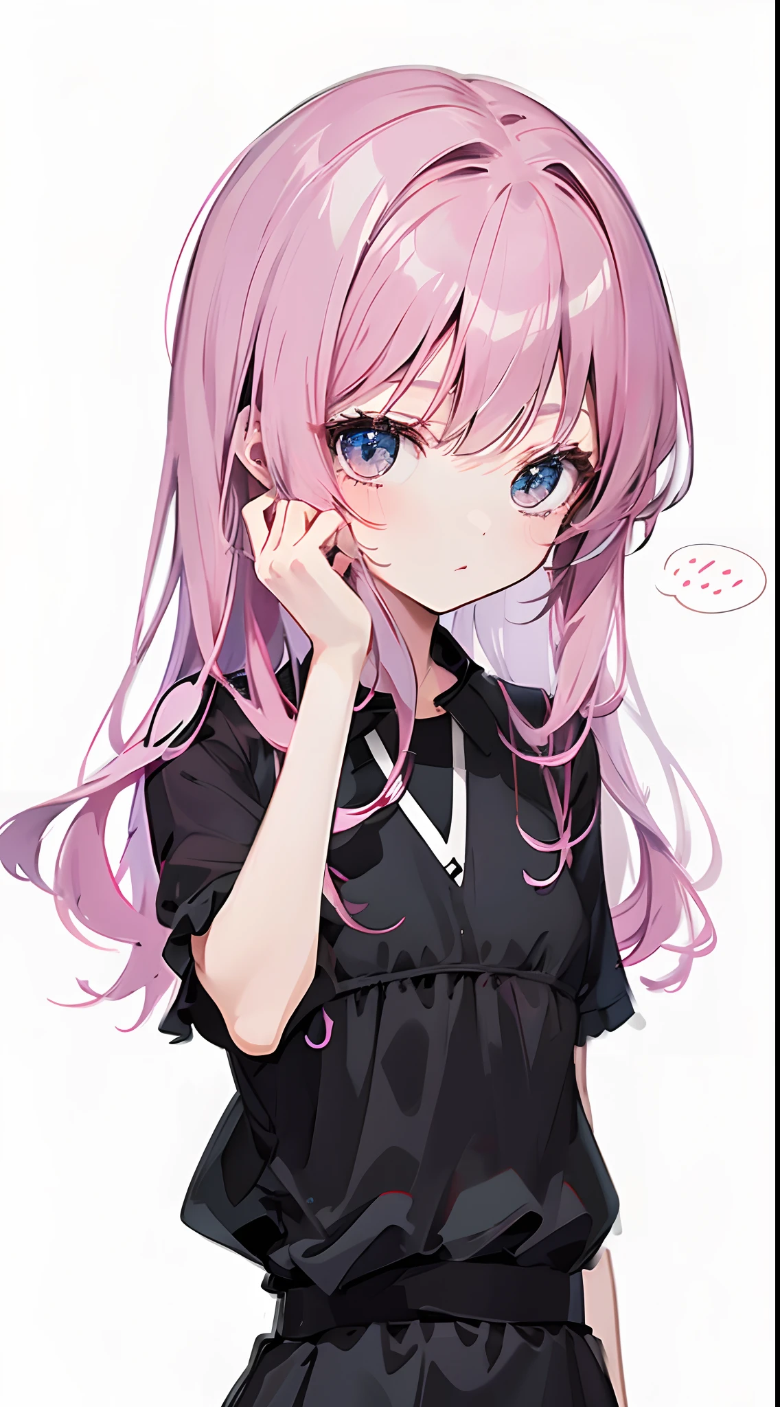 a 17-year-old girl wearing a black dress, drawing, anime