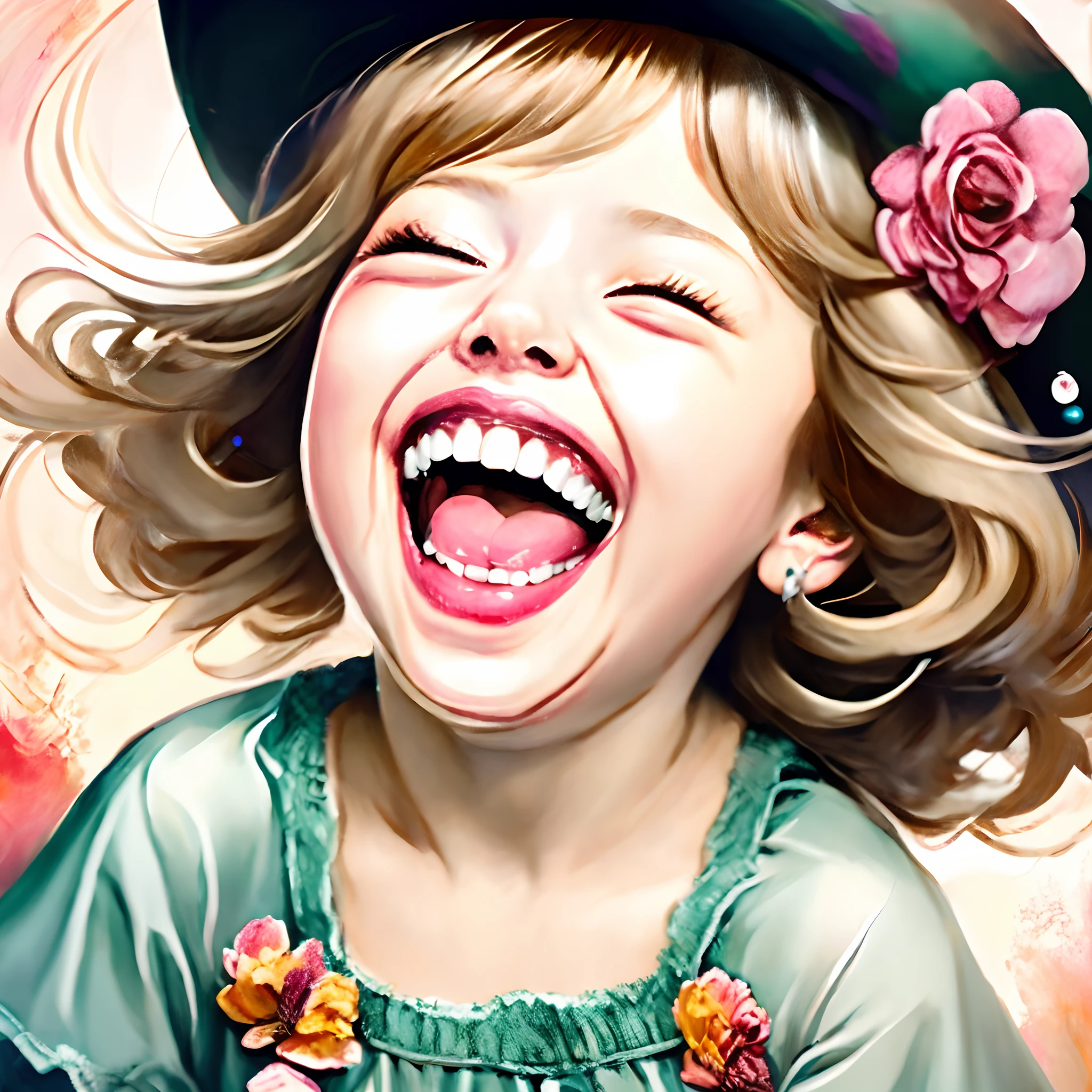 Drawing of a smiling girl wearing a hat, Adorable Digital Painting, digital cartoon painting art, cartoon digital painting, realistic cute girl painting, happy girl, Exquisite digital illustration, cartoon digital art, Smiling Girl, Cute digital art, Insane smile, stunning digital illustration, glossy digital painting, Digital Art Cartoon, full color digital illustration, Cartoon art, gorgeous digital art,top-quality、
