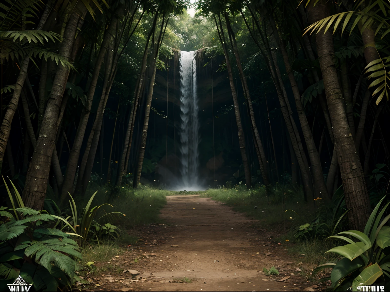jungle themed yellowish backdrop for a poster with static and less detailed vector asset