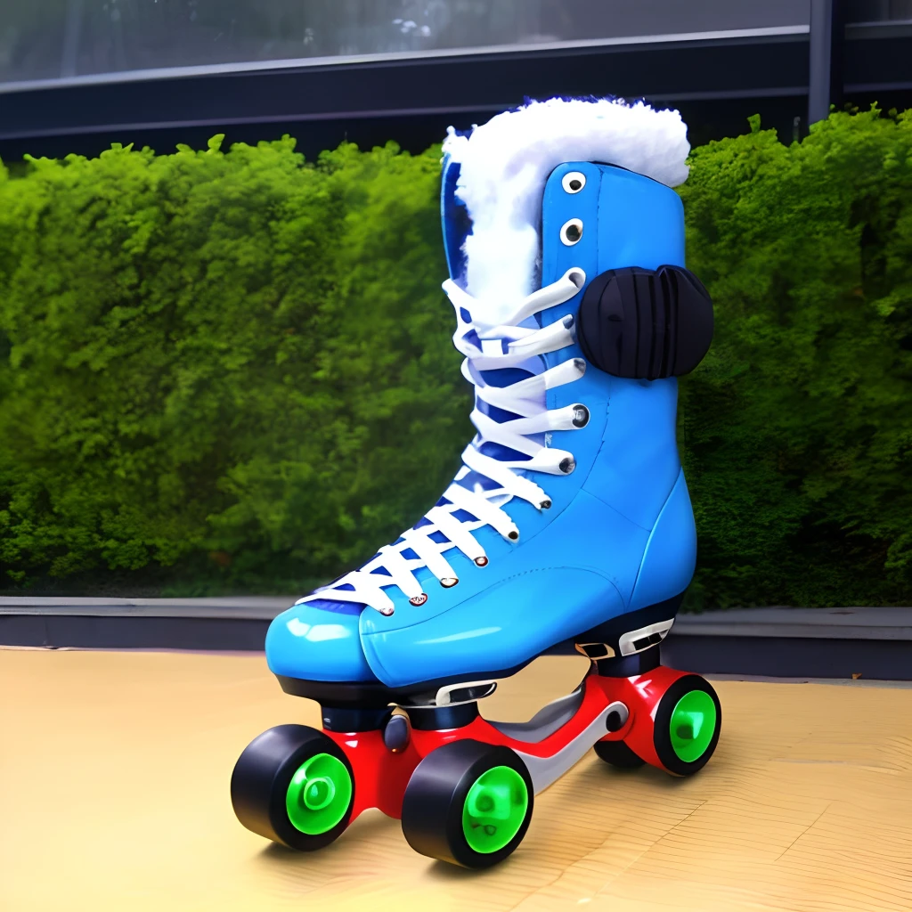 Rigatoni pasta noodle wearing roller skates