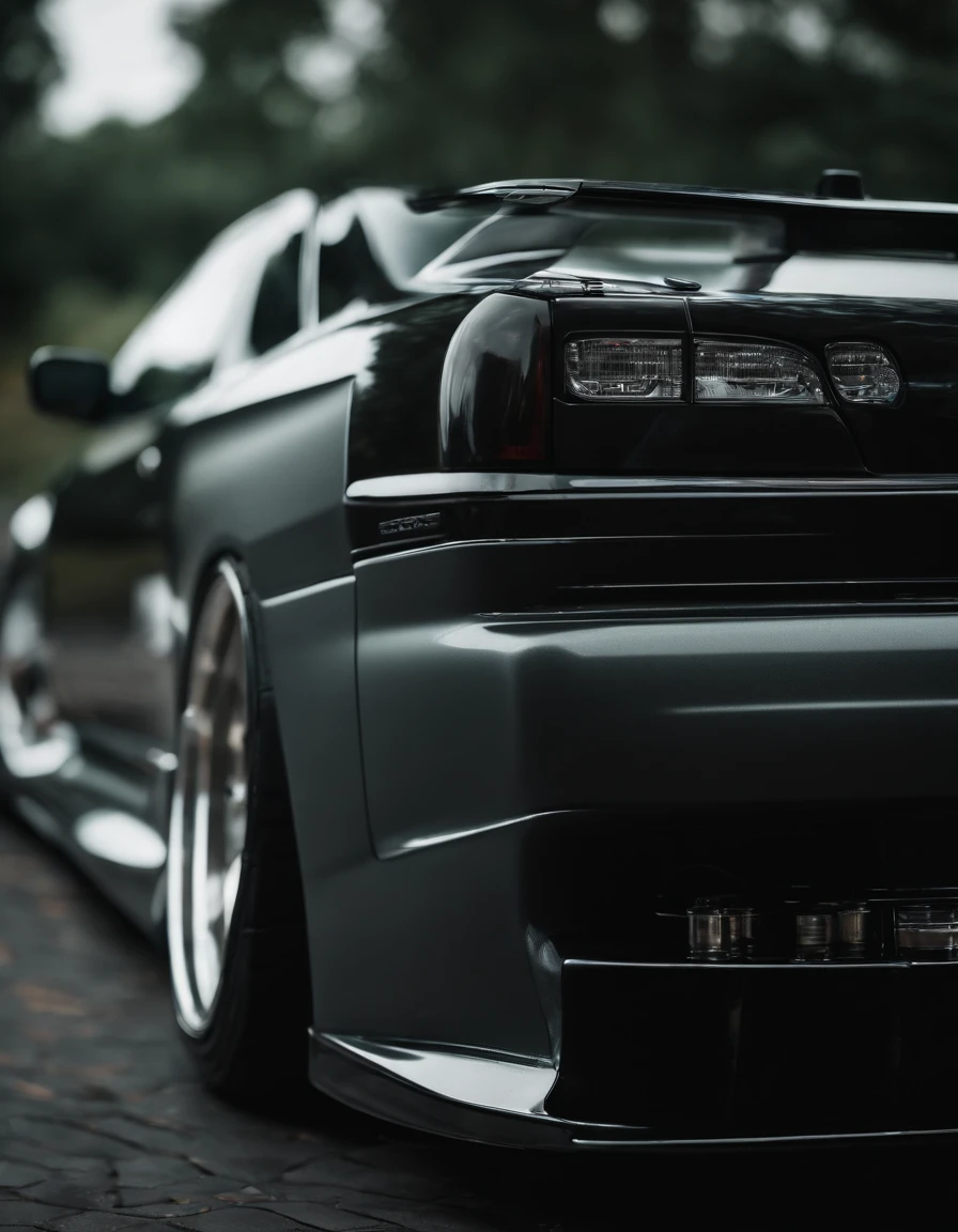 Picture a striking scene featuring a meticulously lowered and modified wide-body Nissan R33, embodying automotive artistry with its customized details. Zoom in on micro-details, capturing the intricacies that set this modified masterpiece apart.

Highlight the lowered stance of the R33, showcasing the precision of its suspension modifications and the way it hugs the road. Capture the wide-body transformation, emphasizing the flared fenders and the bespoke design that enhances the car's aggressive and unique aesthetic.

Focus on the customized elements such as the intricately designed rims, meticulously painted brake calipers, and any personalized decals or graphics that contribute to the car's individuality. Explore the micro-details of the body modifications, from the sculpted lines to the carefully chosen materials that elevate its visual appeal.

Consider the lighting, whether it's natural sunlight highlighting the car's contours or artificial illumination emphasizing specific features. Pay attention to reflections on the polished surfaces, showcasing the attention to detail in the car's finish.

This detailed prompt aims to inspire a visually captivating depiction of a lowered and modified wide-body Nissan R33, with a focus on micro-details that showcase the artistry and craftsmanship behind this customized automotive gem.
