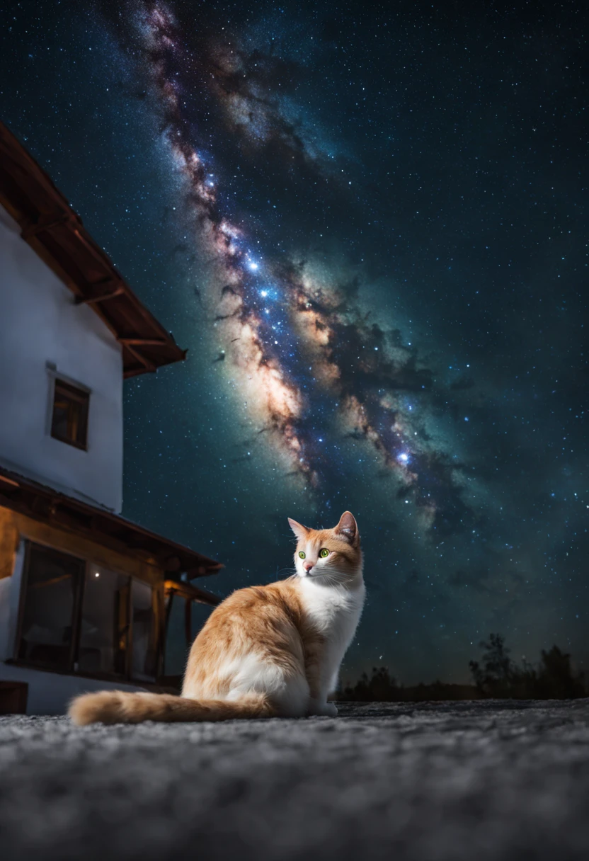 cat with a view of the milky way