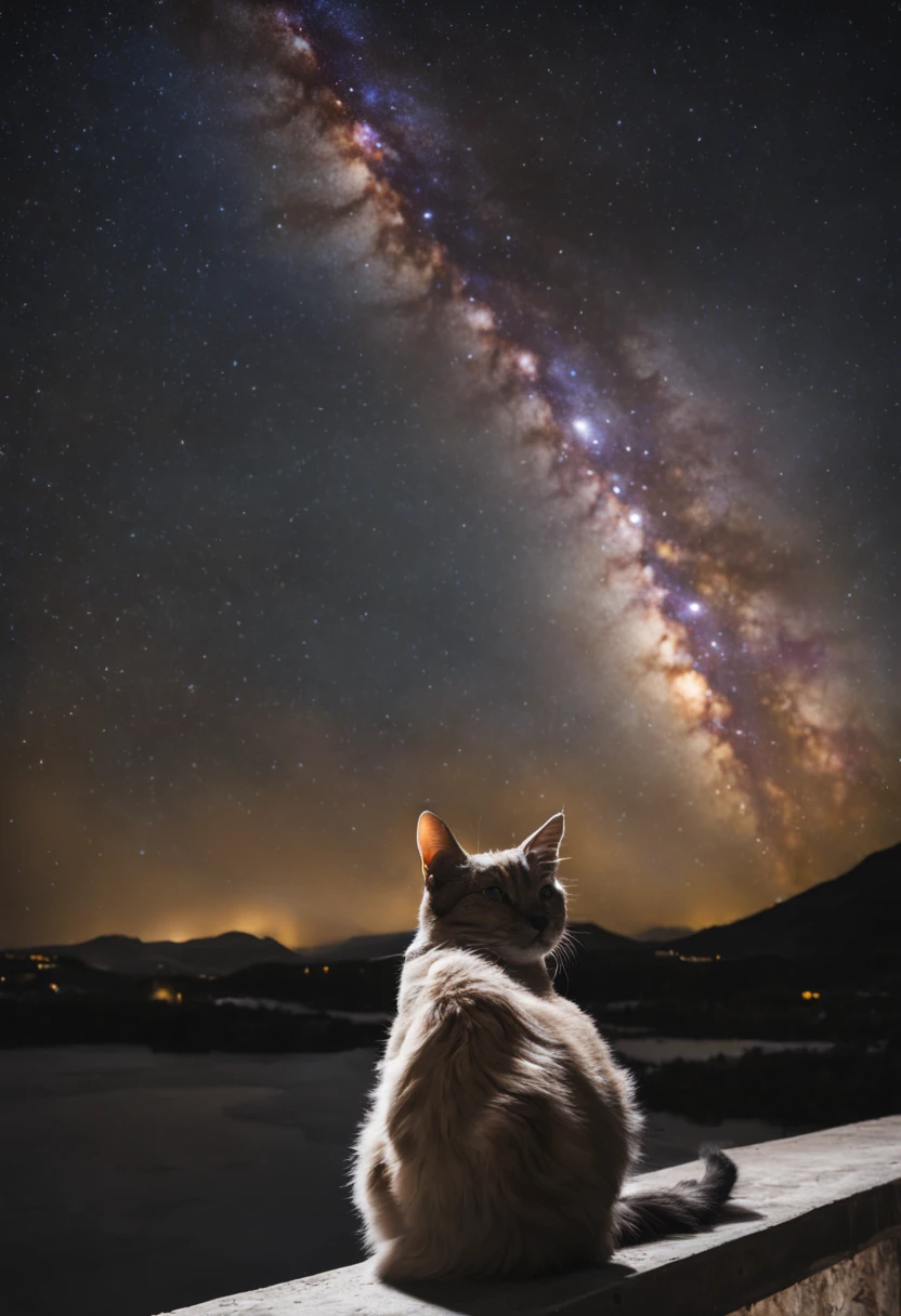 cat with a view of the milky way