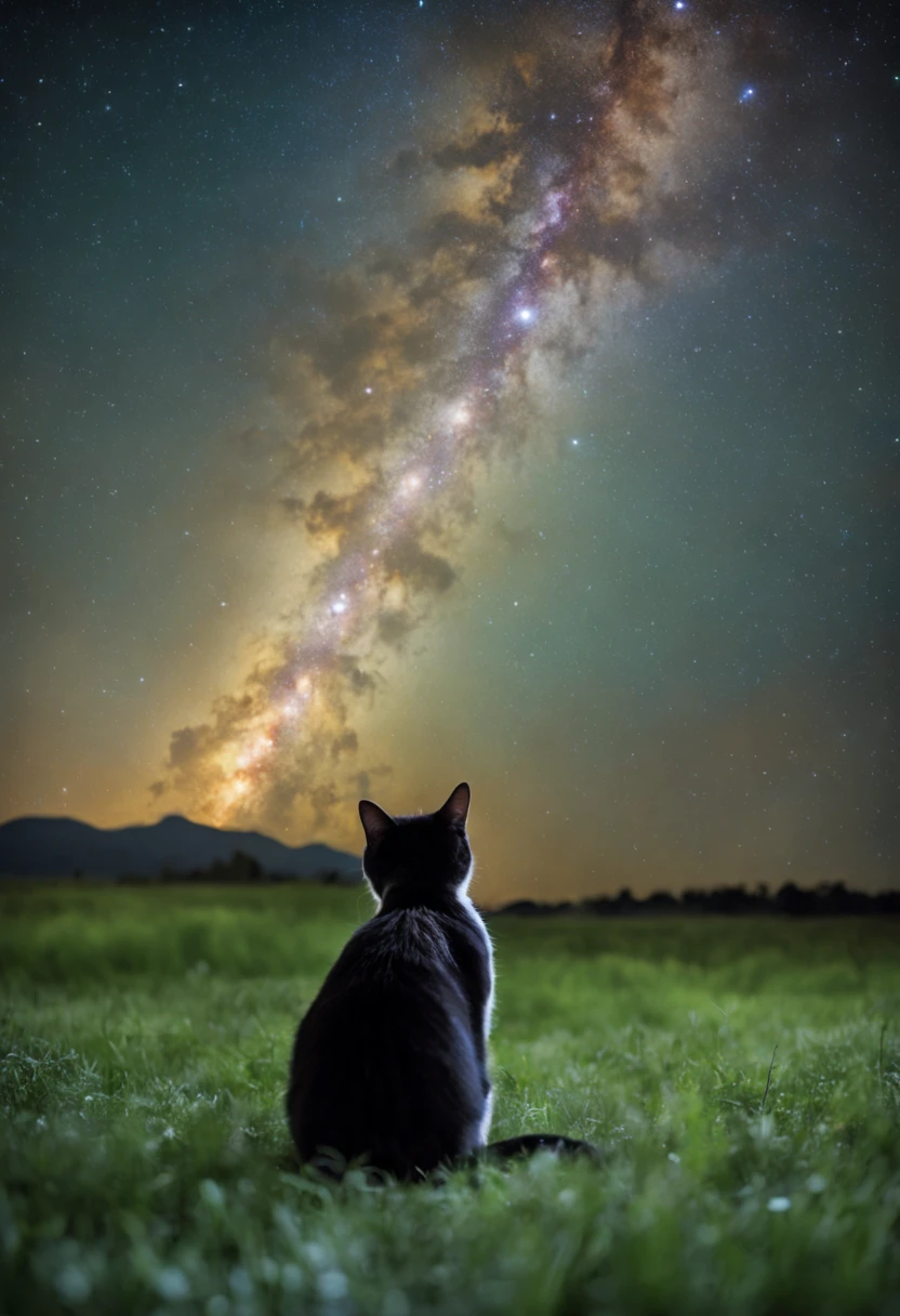 cat with a view of the milky way