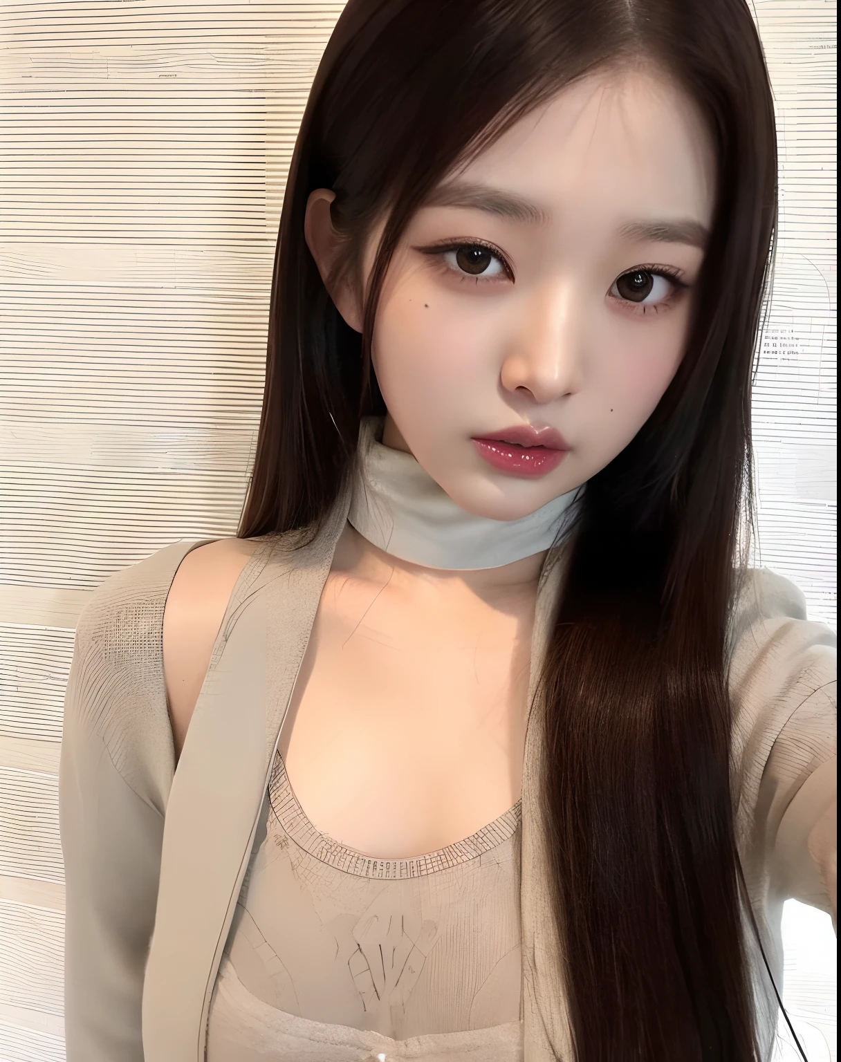 arafed asian woman with long hair wearing a turtle neck sweater, ulzzang, dilraba dilmurat, heonhwa choe, jaeyeon nam, jinyoung shin, gorgeous young korean woman, korean girl, lee ji-eun, lee ji - eun, beautiful south korean woman, with long hair, hwang se - on