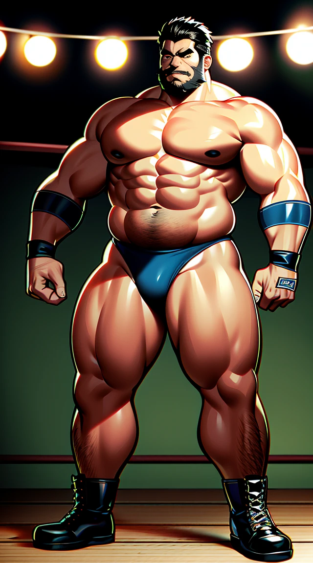 solo person,male people,Muscle wrestler,musculous,Stout wrestler,Asian people,jpn,uncle,60-year-old middle-aged man,Short hair,short detailed hair,Wrestling boots,Full body like,Panorama Figures,WWE rings,WWE American professional wrestling,spotlight lights,shadowing,visions,Briefs,fatness,age 55,,Middle aged,Tattooed with,Fingerless gloves,Wheat-colored skin,Oily skin,dark-skin,Show off your pectorals,Sumo wrestler,body builder,Wide sideburns,Pronounced abs,ssmile,The beard is gray,Gray hair,(Full body like:3),Fine hands,