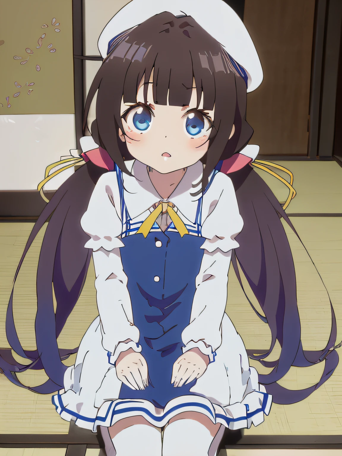 hinatsuru ai, (main dress style, white berets), 8k, masterpiece, absurdres, anime, screencap,