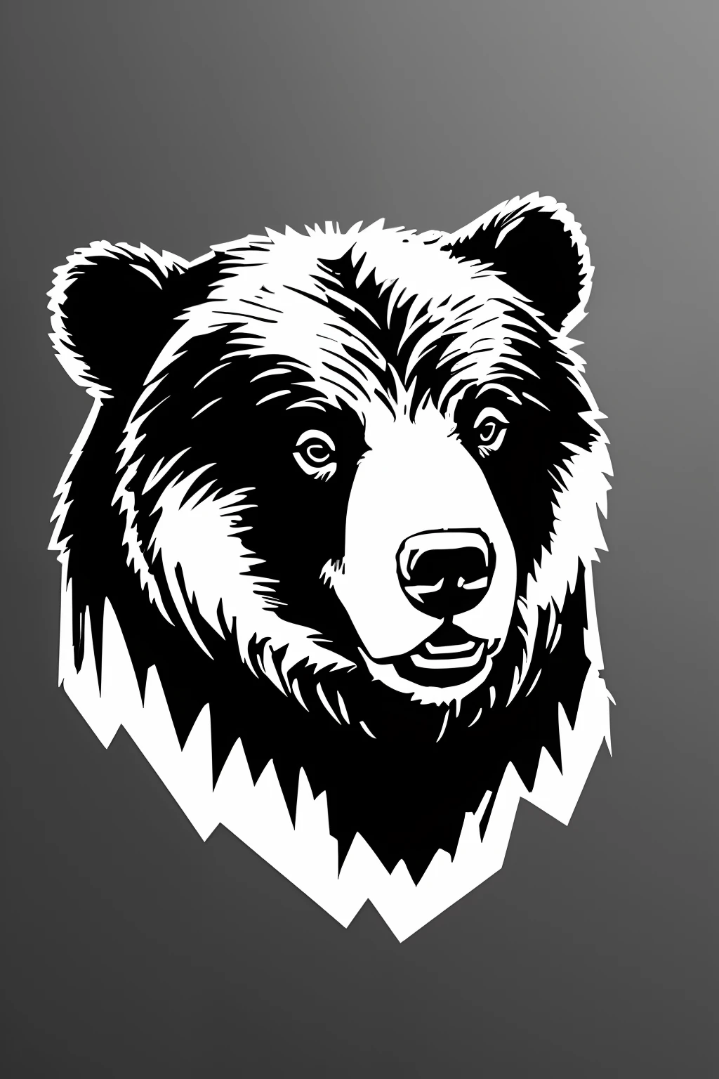 Bear face logo in black and white with vector format for an online t-shirt store with the name: "pindter" --auto --s2