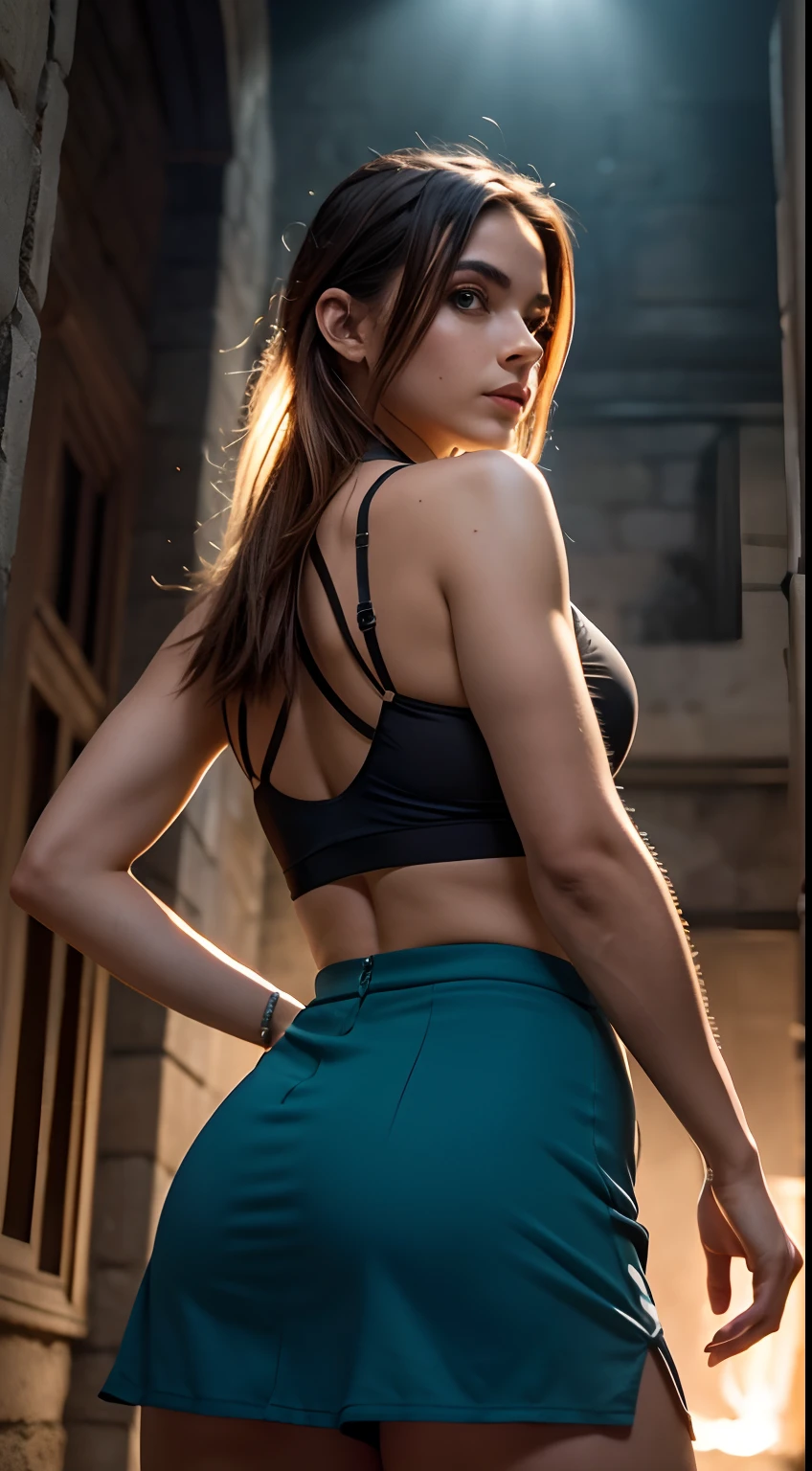 (SIM NSFW), The girl is wearing a medium skirt, Saia ventosa, O vento move sua saia para mostrar sua bunda perfeita......... ((Detalhe extremo)), (ultra-detalhado), best quality, Os ultra-Highres, (8k, FOTO CRU, master part, realisitic, fotorrealista:1.4), 8k UHD, DSLR, absurdos, Ray-tracing, Texturas de alta qualidade, Detalhe intrincado, textura detalhada, finamentedetalhe. foto de uma . Ela corre. Ela corre pelas ruas de Matera. Atividades ao Ar Livre em Sassi de Matera. Catedral de Matera no fundo. Lindo rosto perfeito. pele lisa, poros reais, from the back, Olhando para os espectadores, best quality, detalhes finos, {{master part, best quality, CG super detalhado, Unity 8k papel de parede, Cinematic lighting, Flares da lente}}. com longos cabelos loiros, de pele branca, cena noturna
