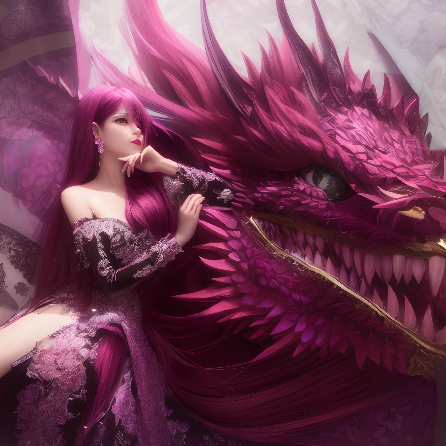arafed image of a woman with long hair and a fuschia shirt, realistic anime 3 d style, live2d virtual youtuber model, ig studios anime style, official fanart, Fuschia short hair with bangs, ruan cute vtuber, high quality fanart, realistic hair, ig model | artgerm, with Short hair, sakimi chan, fuschia hair