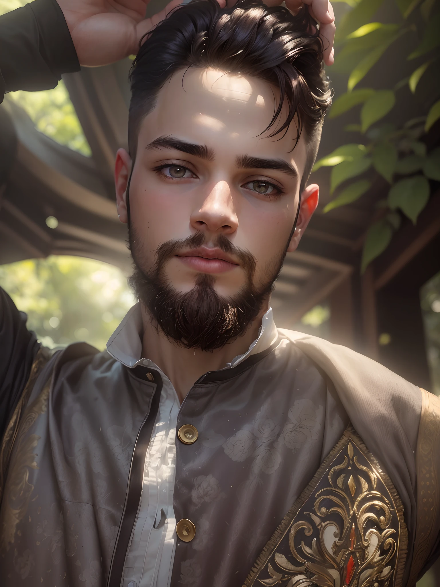 (best quality,4k,8k,highres,masterpiece:1.2),ultra-detailed,(realistic,photorealistic,photo-realistic:1.37), HDR,UHD,studio lighting,ultra-fine painting,sharp focus,physically-based rendering,extreme detail description,professional,vivid colors,bokeh,portraits
Change background,blue,garden,romantic setting,natural scenery,nature elements,sunlight filtering through the trees,beautiful flowers,butterflies flying around,peaceful atmosphere,boy with striking and captivating eyes,boy with chiseled and defined facial features,strong jawline,boy with flawless and smooth skin,boy with stylish and trendy hairstyle,boy wearing a fashionable outfit,boy with a confident and charismatic expression,handsome boy holding a bouquet of colorful flowers,boy standing in a graceful and elegant posture,boy in a relaxed and natural pose,boy with a sunny and positive disposition,boy with a magnetic and engaging presence