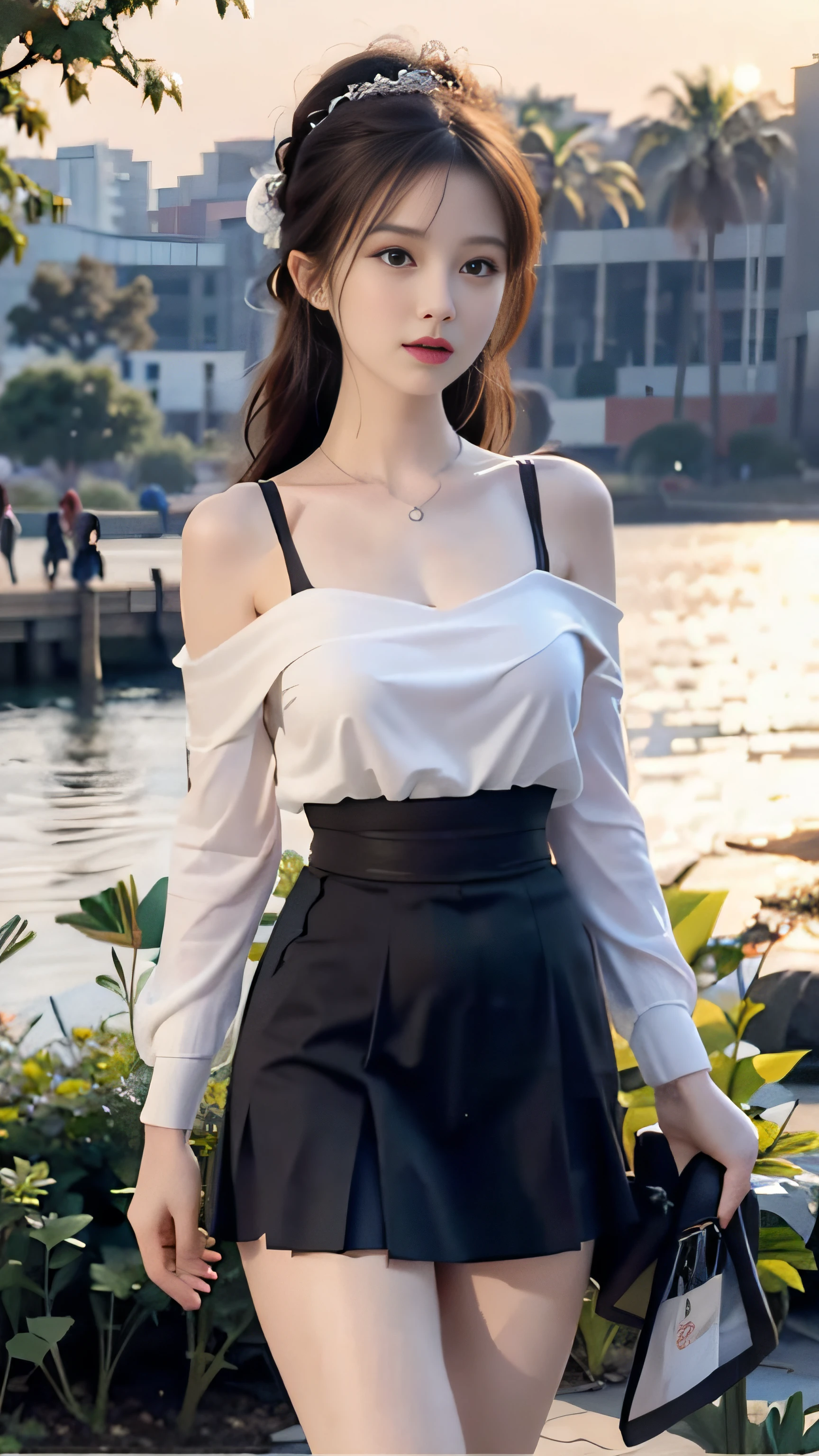 Masterpiece, Best Quality, (Realistic, Photorealistic Photo: 1.37), 8K, An Extremely Delicate and Beautiful, Amazing, Fine Details, Official Art, Ridiculous, Incredibly Ridiculous, Huge File Size, Ultra Detailed, Extremely Detailed, Beautiful Meticulous Girl, 1 Girl, (Perfect Female Figure), Full Body, Short Skirt,