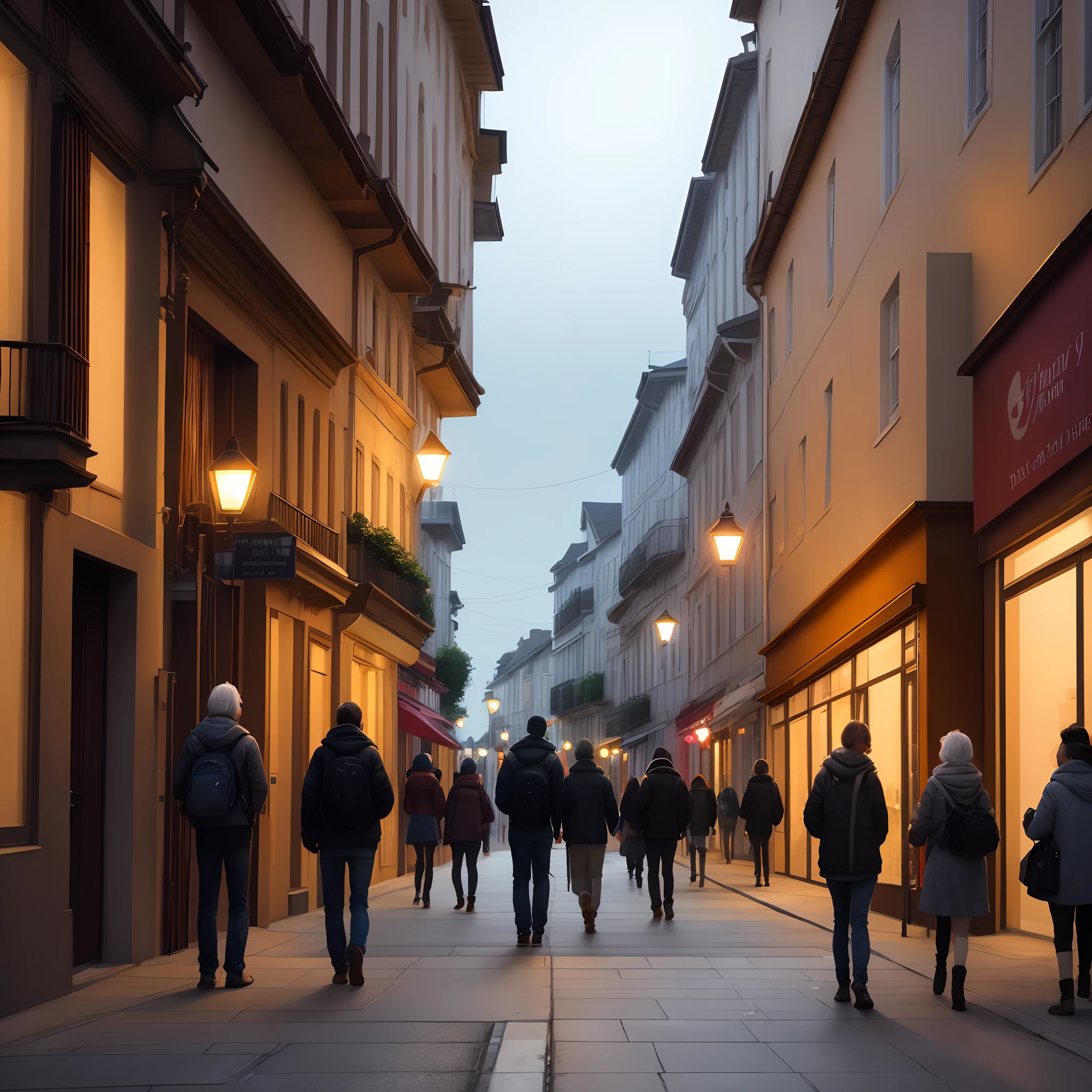 People wearing street lamps