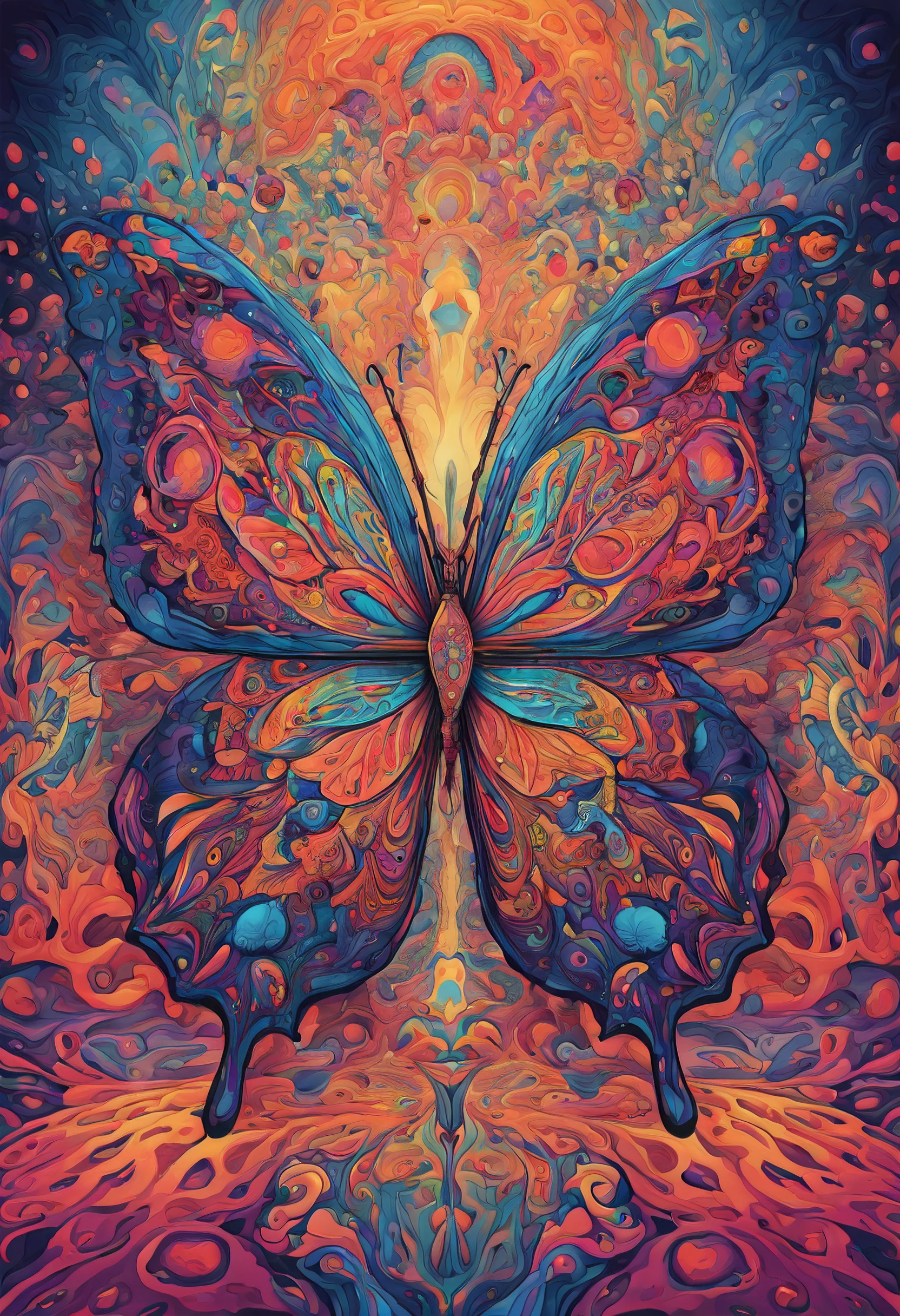 (psychedelic art:1.5),  ((butterfly)), abstract art