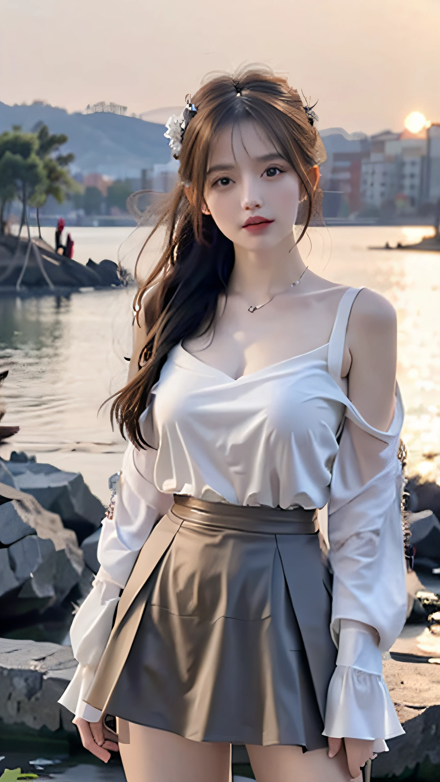 Masterpiece, Best Quality, (Realistic, Photorealistic Photo: 1.37), 8K, An Extremely Delicate and Beautiful, Amazing, Fine Details, Official Art, Ridiculous, Incredibly Ridiculous, Huge File Size, Ultra Detailed, Extremely Detailed, Beautiful Meticulous Girl, 1 Girl, (Perfect Female Figure), Full Body, Short Skirt,