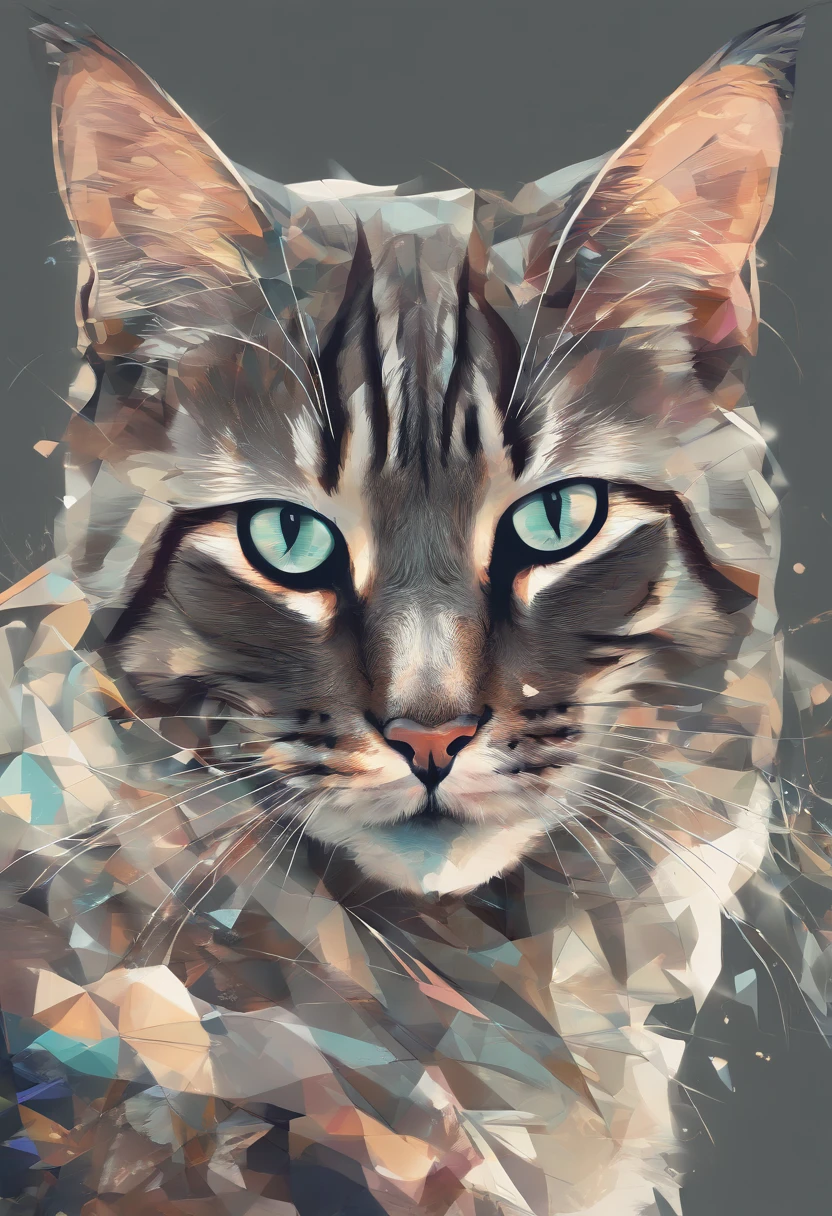 Cat in the style of fractart、​masterpiece、top-quality、hightquality、hight resolution、16 K、raw、超A high resolution、The ultra-detailliert、detaile、extremely delicate and beautiful、A highly detailed、