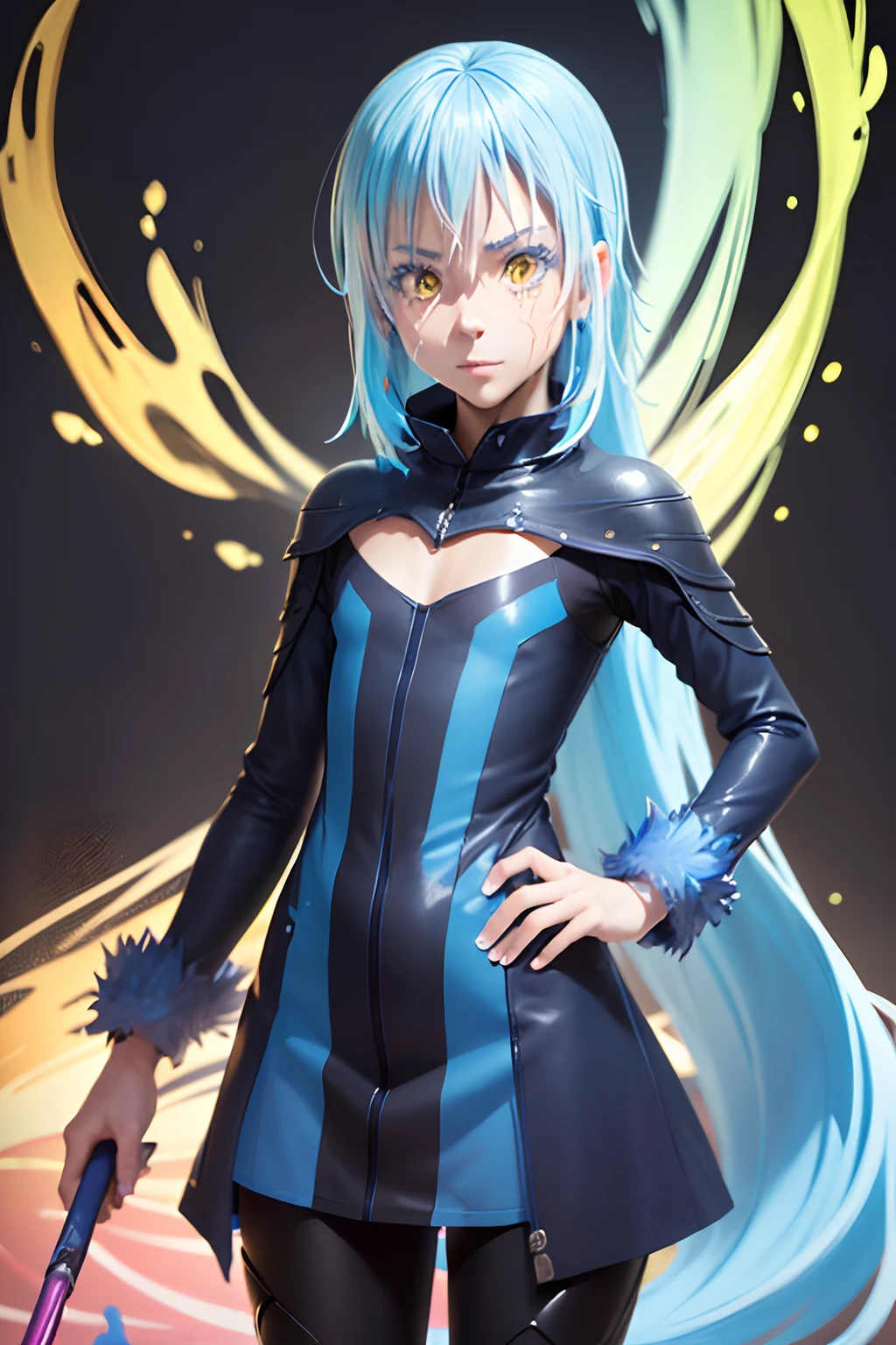 masterpiece, best quality, (extremely detailed CG unity 8k wallpaper, masterpiece, best quality, ultra-detailed, best shadow), (detailed background), (beautiful detailed face, beautiful detailed eyes), High contrast, (best illumination, an extremely delicate and beautiful),1girl,((colourful paint splashes on transparent background, dulux,)), ((caustic)), dynamic angle,beautiful detailed glow,full body, paint splash on face. , realistic anime 3 d style, seductive anime boy, anime realism style, attractive anime boy,beautiful alluring anime men, looking rimuru tempest , ((rimuru tempest)) rimuru tempest of That Time I Got Reincarnated as a Slime,