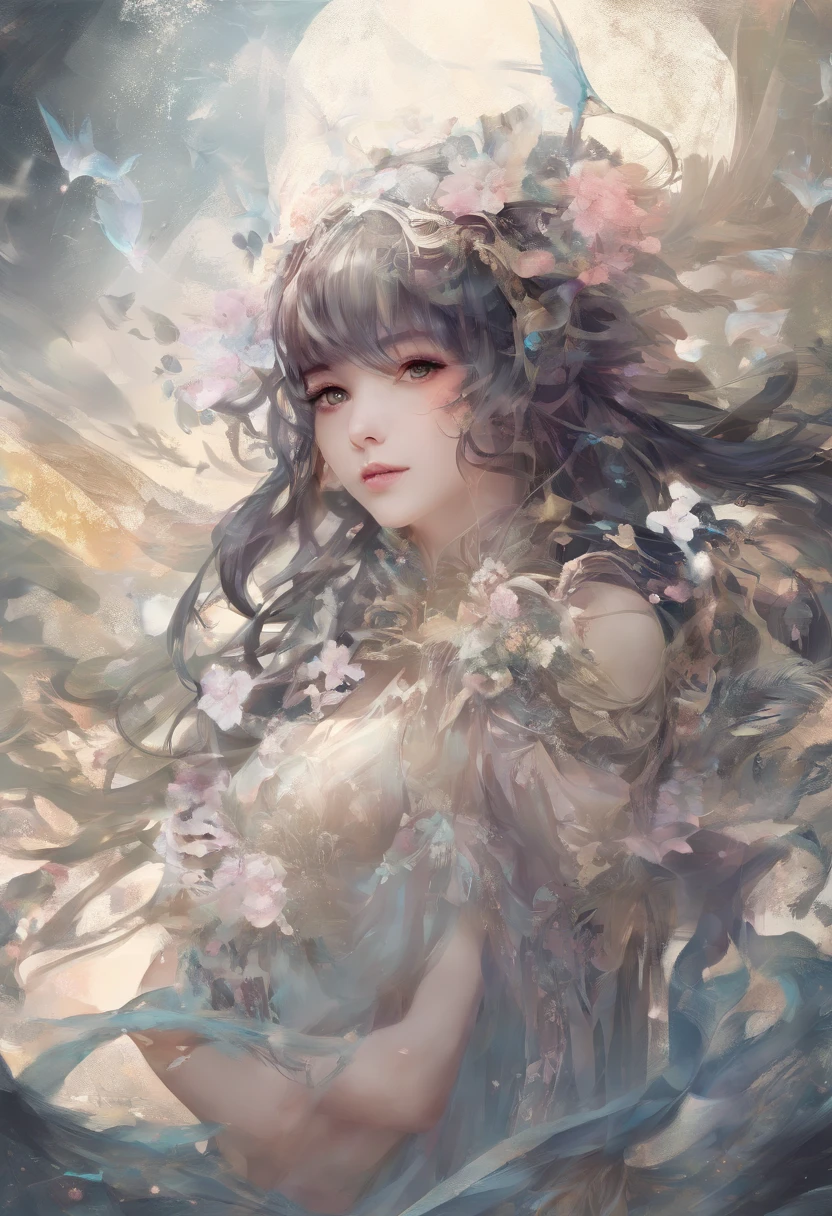 Fractart style girl、Laughing、 masterpiece、top-quality、hightquality、hight resolution、超A high resolution、The ultra-detailliert、detaile、Extremely delicate and beautiful、A highly detailed、
