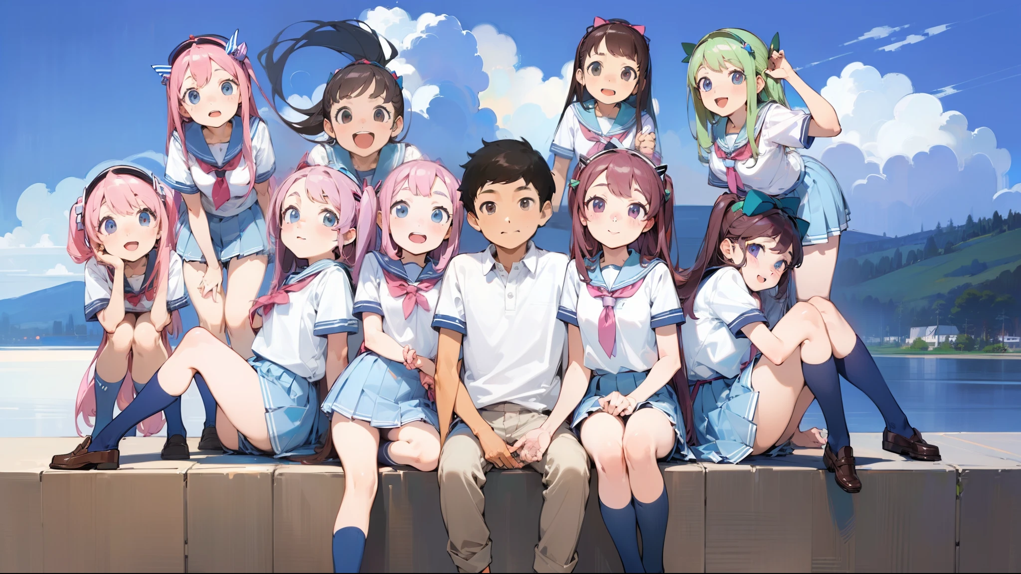 (masterpiece:1.4), (best quality:1.4), (high resolution:1.4), (masterpiece, best quality, high resolution:1.4), giffany, school uniform, (cable bow:1.1), smile