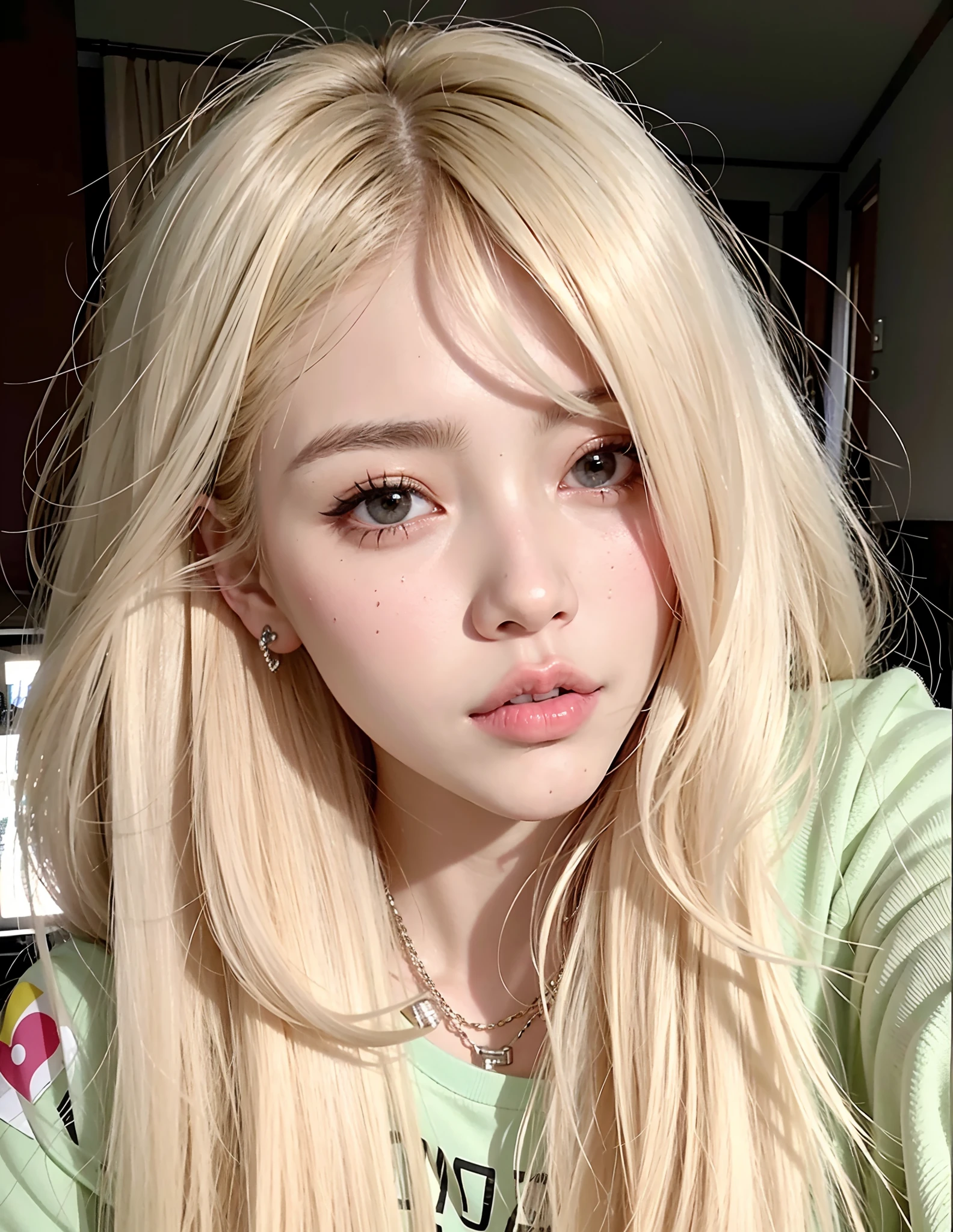 There's a girl who's taking a selfie with her phone, Parque Roseanne do Blackpink, Jossi de Blackpink, jennie blackpink, Penteado branco com corte hime, com longos cabelos brancos, Lalisa Manobal, Lalisa Manoban do blackpink, Your hair is white, O Corte Hime, com longos cabelos brancos, com longos cabelos loiros, Shikami