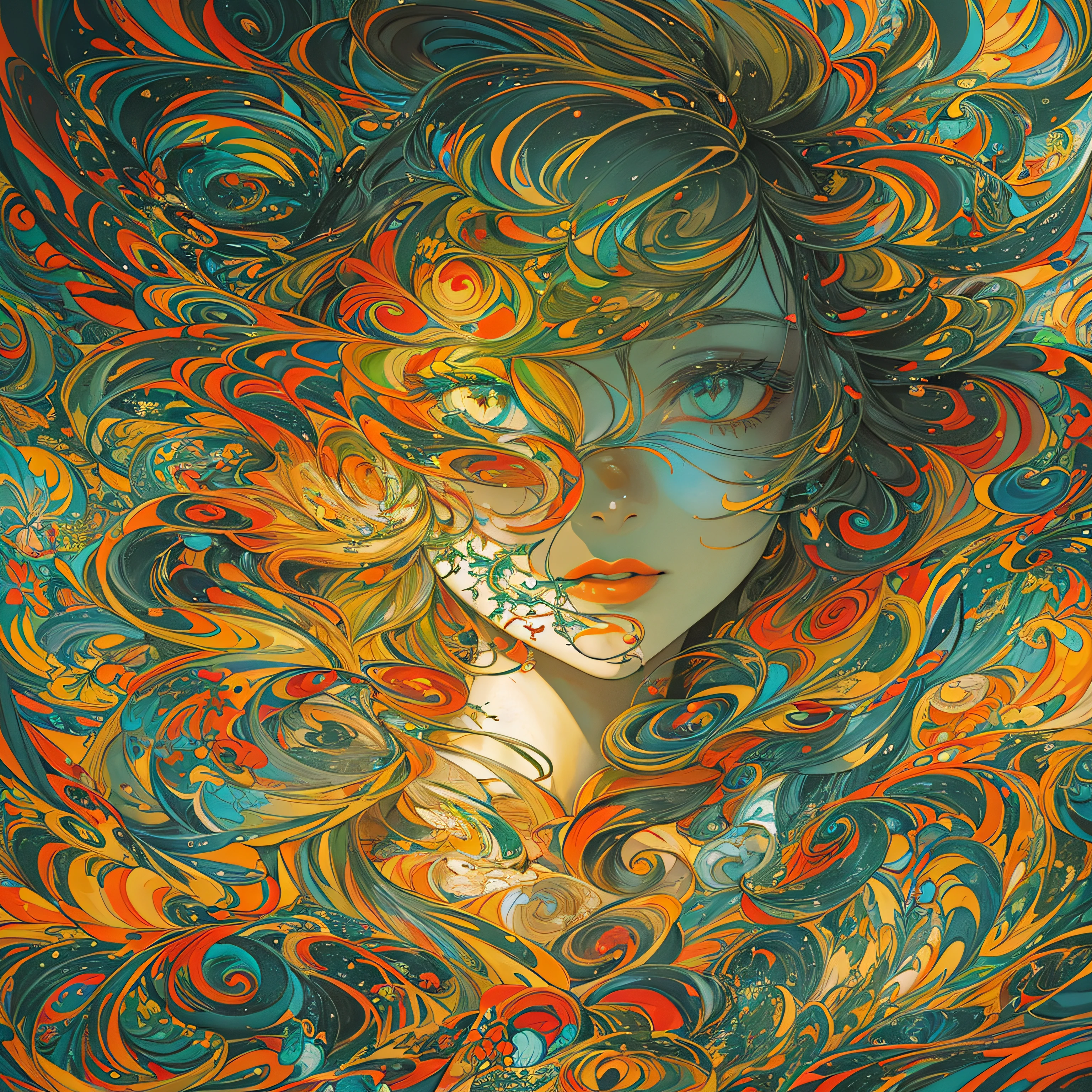 A painting of a woman with colorful hair and a face, Colorful Art, Alessandro Pautasso Art, Intricate Digital Painting, Colorful Artwork, Colorful Illustration, dripping with color, colorful digital art, Colorful Illustration, Beautiful 4K UHD Art, Vibrant Digital Painting , A beautiful artwork illustration, Beautiful color art!, Stunning digital illustration, Intricate colorful masterpiece