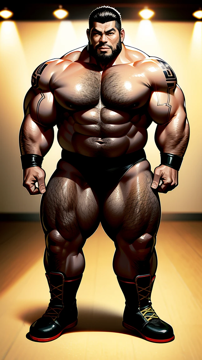 solo person,male people,Muscle wrestler,musculous,Stout wrestler,Asian people,jpn,uncle,60-year-old middle-aged man,Short hair,short detailed hair,Wrestling boots,Full body like,Panorama Figures,WWE rings,WWE American professional wrestling,spotlight lights,shadowing,visions,Briefs,fatness,age 55,,Middle aged,Tattooed with,Fingerless gloves,Wheat-colored skin,Oily skin,dark-skin,Show off your pectorals,Sumo wrestler,body builder,Wide sideburns,Pronounced abs,ssmile,The beard is gray,Gray hair,(Full body like:3),Fine hands,
