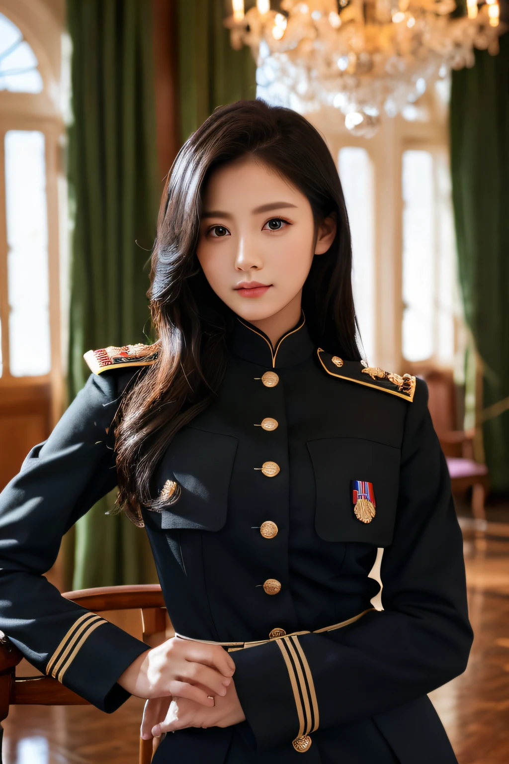 (best qualtiy,8K,32K,tmasterpiece,hyper HD:1.2),(realisticlying:1.5),(tmasterpiece,Extremely detailed CG unifies 8K, 8K, best qualtiy,A high resolution:1.2),(ultra - detailed,hyper HD:1.2),Very cute and beautiful photos of 2 Japanese women,(long whitr hair:1.2),(detailed beautiful girl:1.4),best qualtiy,woman,(Detailed military uniforms:1.3,epaulette,Badge,Officer's cap),(Beautiful sunrise American airstrip background:1.2,There were a lot of soldiers behind him:1.3),ssmile:1,looking at viewert,face to the viewer,Perfect female body,(a narrow waist:1.2),Slim,ventania,dynamicposes,cinematric light,Detailed clothes,perfect anatomia,perfectly proportions,detailed human body,walking towards camera,heroic look,((depth of fields)),Lunette de soleil,((frontage))