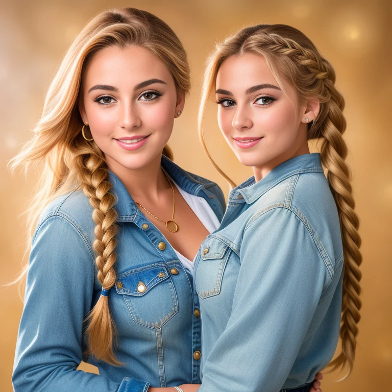 (best quality, RAW photography, extremely detailed, 4k,8k,high res,masterpiece:1.2),ultra-detailed, photorealistic, full body shot,golden bronde hair in braids Mature and beautiful, realistic portrayal:1.2 Sailor Moon smiling posing for a photoshoot, dressed up in jeans. The backdrop is full of moons