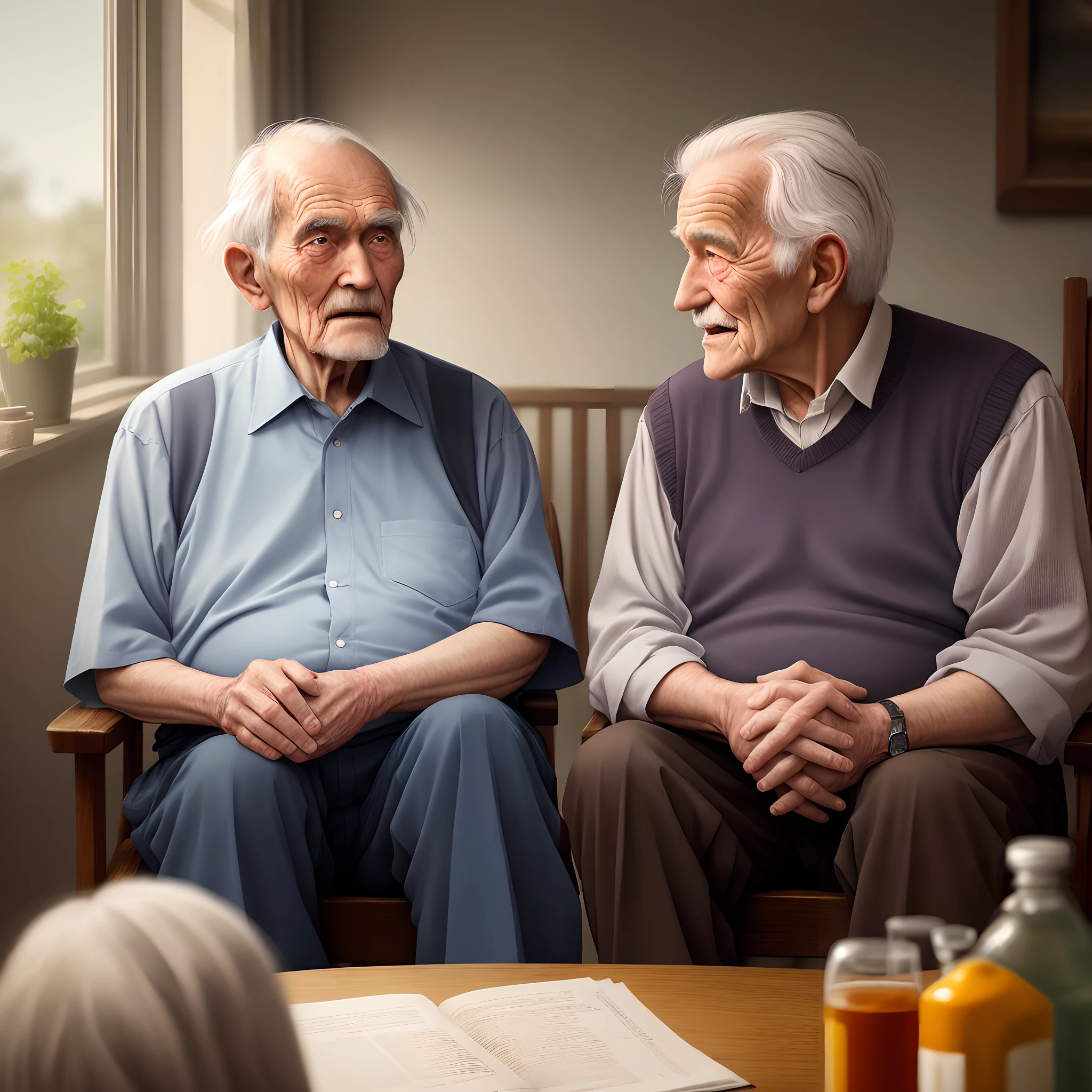 Discussion between an old man and a man