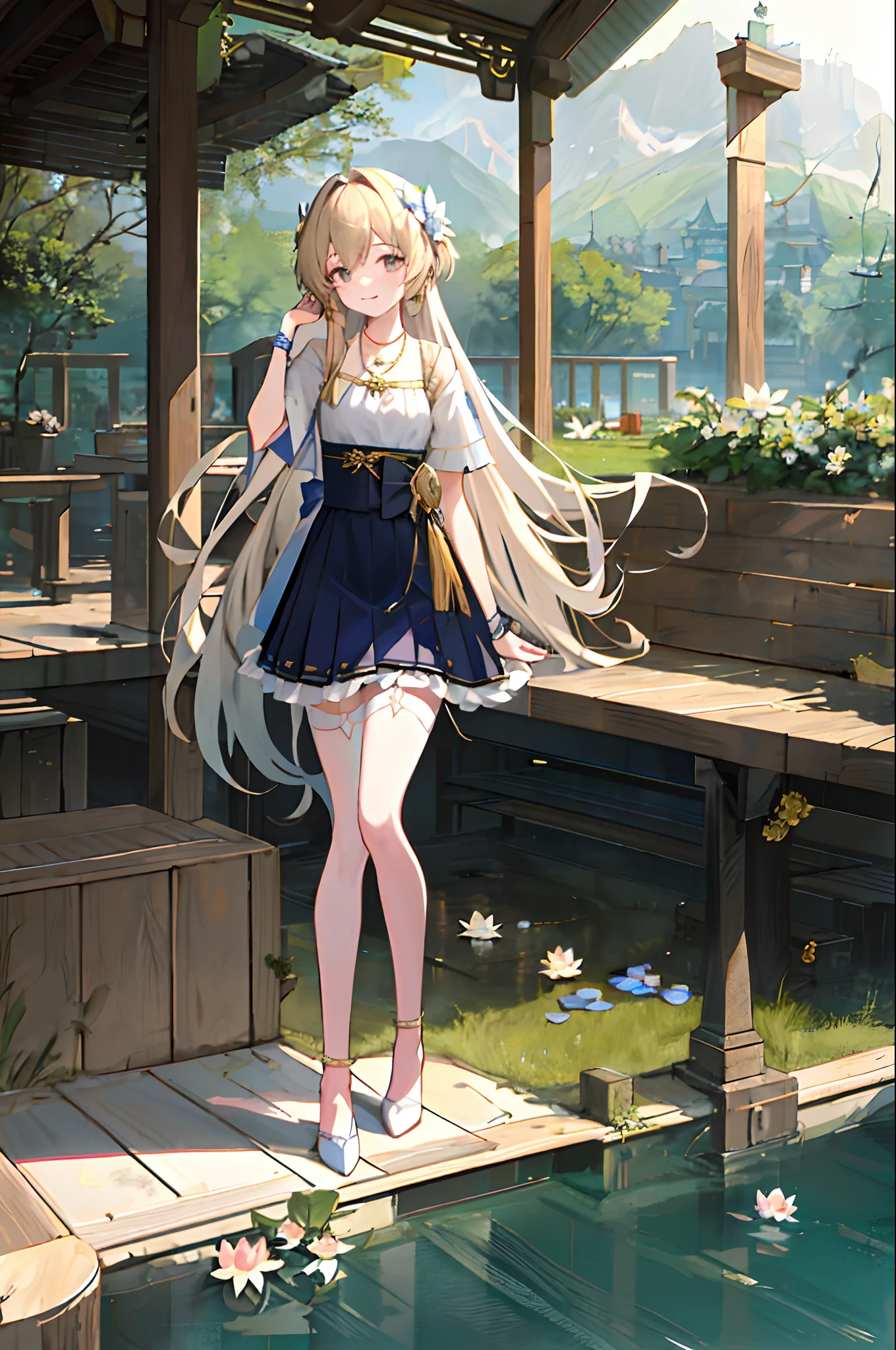 slender waist, mature woman, neat figure, slender waist, goddess, wings, animalized, curly_hair, very_long_hair, tongue, (blonde), (dynamic hair), gradient hair, oil painting (medium), colored pencil (medium), {realistic}, {realistic}, {realistic}, {sketch}, {oil painting}, delicate reflections and high glass guardrail panels, flowers and meadows, dynamic angle, backlight, cinematic angle, lens 135mm, f1.8, straightforward, portrait, close-up, full body, out of frame, {best quality}, {{masterpiece}}, {high resolution}, original, extremely detailed 8K wallpaper, 1girl, {an extremely delicate and beautiful},, ray tracing, incredibly_absurdres, ray tracing, {best quality}, {{masterpiece}}, {high resolution}, original, extremely detailed 8K wallpaper, {extremely refined and beautiful},,incredibly_ absurdres,colorful,intricate details,art book,{best quality}, {{masterpiece}}, {high resolution}, original, very detailed 8K wallpaper, {an extremely delicate and beautiful},,detail fingers,open fingers,hands in their own hair, knees up, (anklet), ring eyes, beautiful detail eyes, eyeliner, round eyes, ((smile)), blushing, smug, (necklace), garters, glowing light, beautiful details sky, masterpiece, movie lighting, Depth of field, beautiful details water, ocean, chinese style architecture, no people, detailed background, mountains, glowing light, movie lighting, lotus, (lotus leaves), lake, sexy