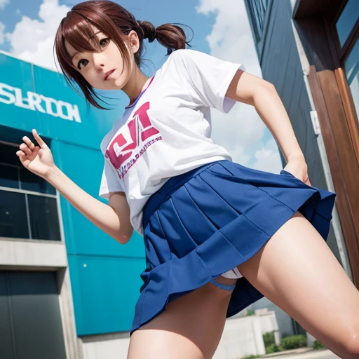 Riko Aida from Kuroko's Basketball, uplift miniskirt, show pussy
