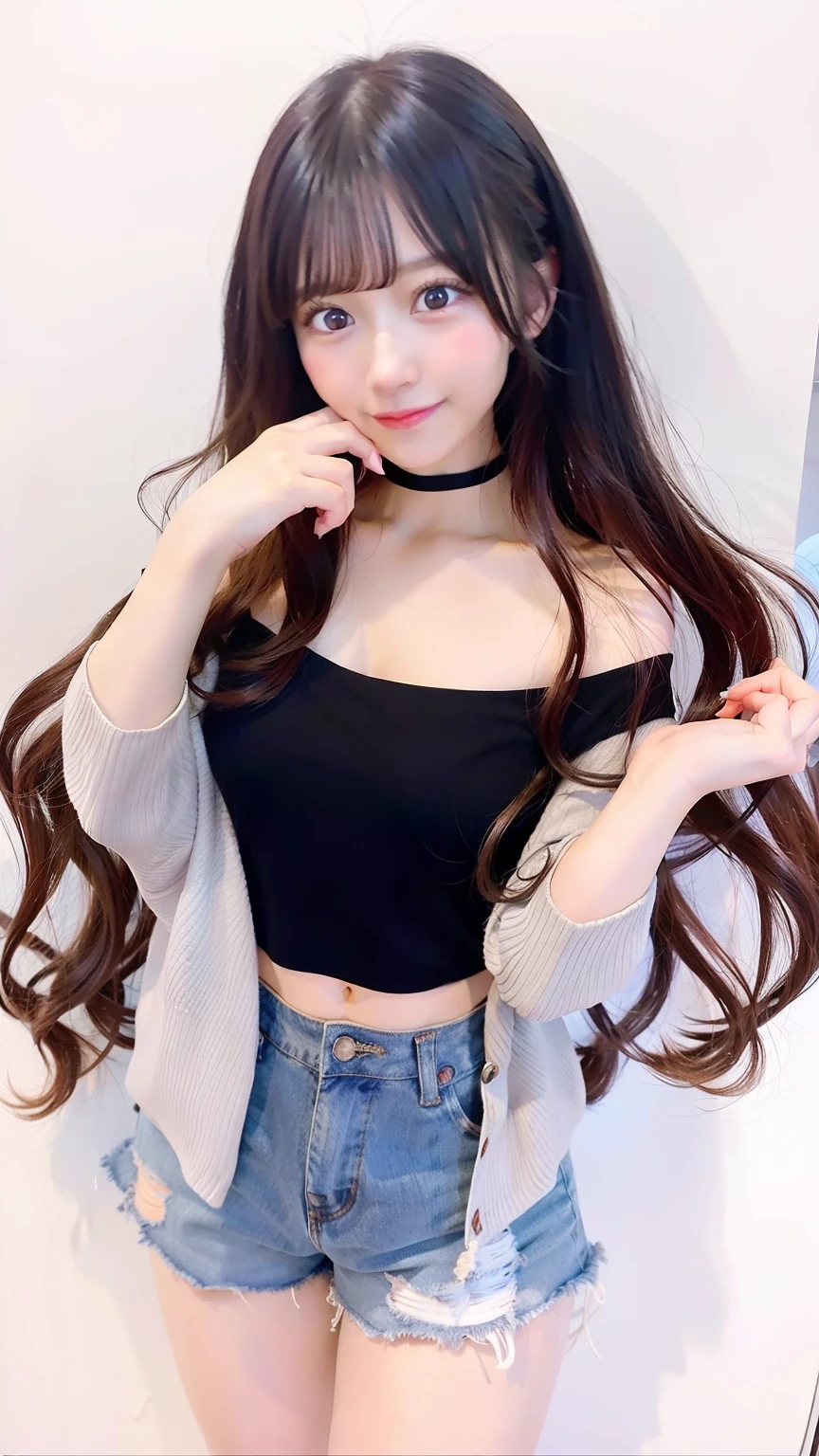 a woman with long hair and a black top is posing, an anime girl, anime girl with long hair, attractive anime girl, pretty anime girl, anime girl, seductive anime girl, beautiful anime girl, cute anime girl, anime visual of a cute girl, (anime girl), young anime girl, beautiful anime style, beautiful anime catgirl, anime best girl
