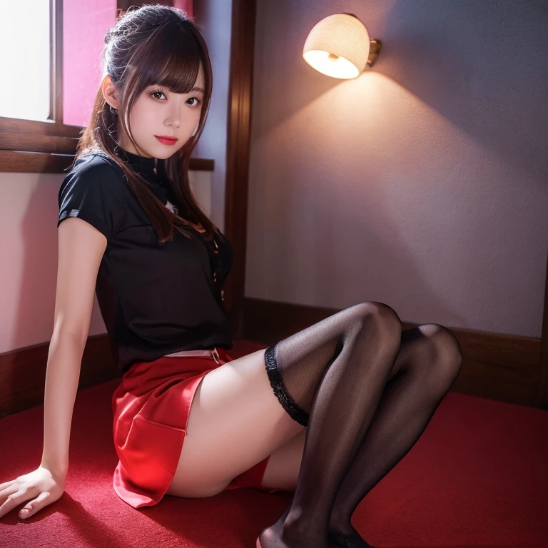 (Best Quality,4K,8K,hight resolution,masutepiece:1.2),Ultra-detailed,(Realistic,Photorealistic,Photorealsitic:1.37),cute-style,skirt by the,dian,Dribbling High Detail 8K,Studio Lighting - V 6, Real life girls, portrait of a japanese teen, Knees on the floor,Place your palms on the floor, Angle from below, Stockings