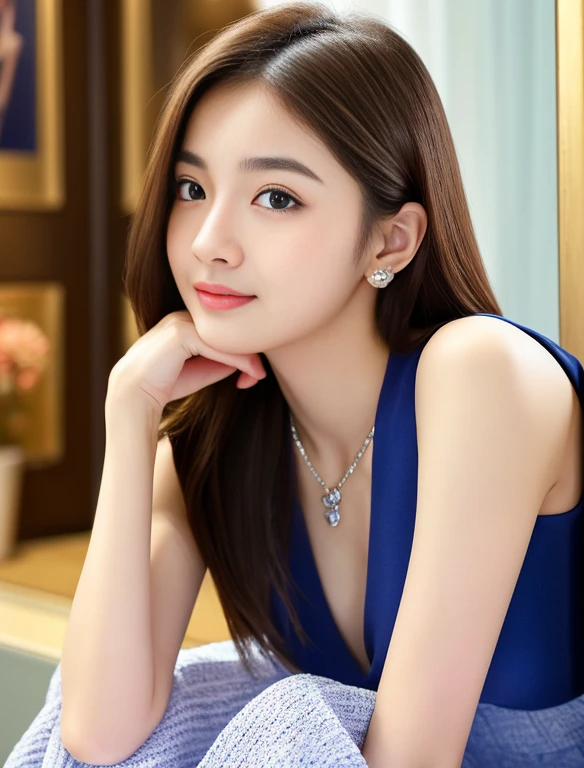 (32K,very high res, high detailing, highly accurate,Pretty Girl 1:1.5),Raw photo & realistic atmosphere,beautiful dark blue eyes,Detailed mouth,Glossy lips,Detailed eyebrows,Soft white skin that shines with every detail,,Eyes drawn in detail、Very beautiful eyes with azure eyes,Detailed lips、Very beautiful face,Very well-formed face、Lifelike face,shiny beautiful lips,Beautiful eyebrows,Infinite reality,Best design,(Insanely cute Japan ,Beautifully shaped breasts,Very cute beautiful girl,Little Girl,y body,Outstanding style:1.5),Best Natural Makeup,Japanese ido,Korean Idols,Young sensual idol,Moist eyes,Dark Beautiful Deep Eyes,Beautiful butt,beauty legs:1.3),超A high resolution、Natural and realistic face,Pure eyes are too cute,(((photorealisim,Photograph the whole body))),Reality Live Action,(Fashionable, Luxurious and voluminous earrings,a necklace,A bracelet,gyuru,Glossy nail art,Gorgeous Party Long Dresses,Luxury Gorgeous Court,White G Strength,high-heels,hairaccessories,Calm and fashionable girl,Shiny brown hair,Fancy Hair Arrangements for Party,独奏,Lori,little smiling,full body Esbian,Show full-body fashion,Red carpet, A gorgeous long dress that you won't forget once you see it,The only beauty,Cute 15 year old g,Veryar old girl:1.7),Night in R