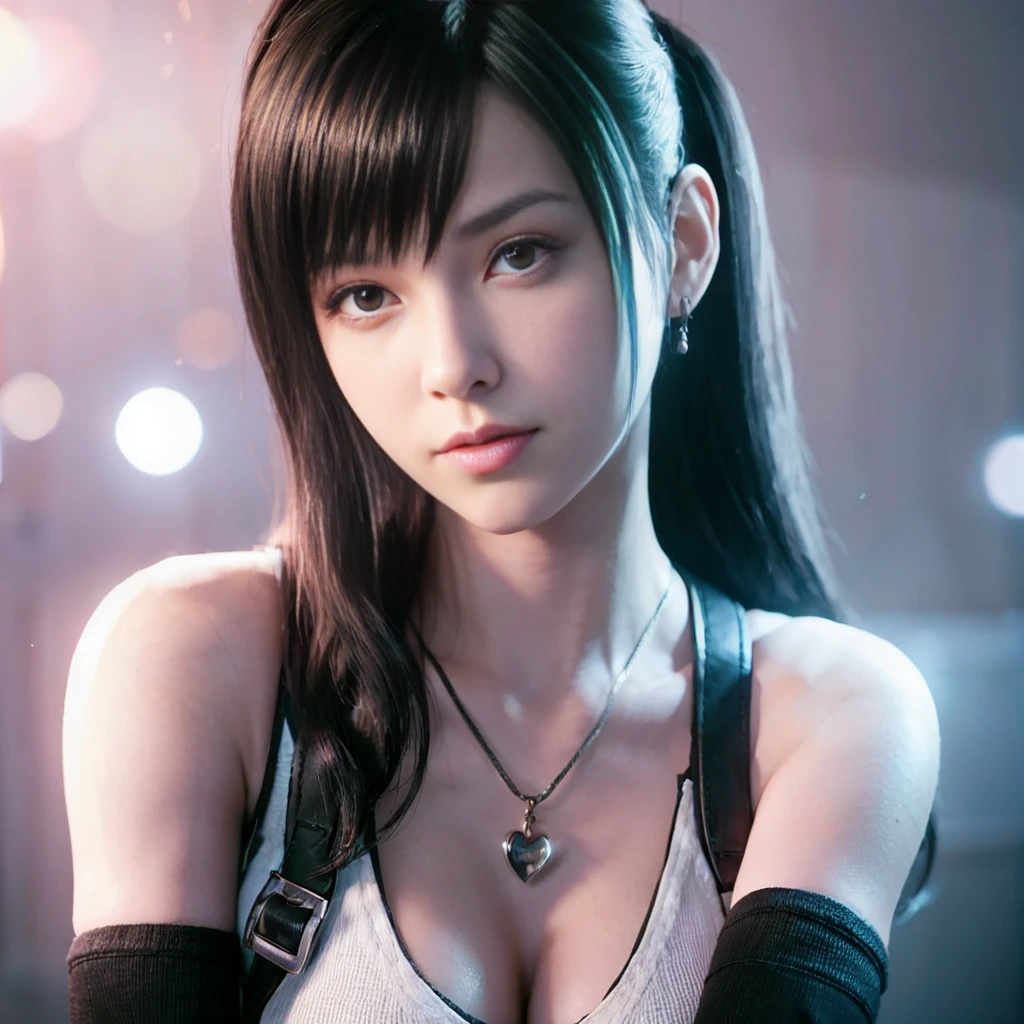 (photorealisitic:1.4),best qualityer,realisitic, work of art, extremely delicate and beautiful, CG,extremely detaild ,high resolution, extremely detaild, 1 girl, Tifa_lockhart,beautiful detailed girl,whole body, realisitic,Japanese clothing, beautiful detailed red eyes, light on the face, cinematic lighting,, sexy