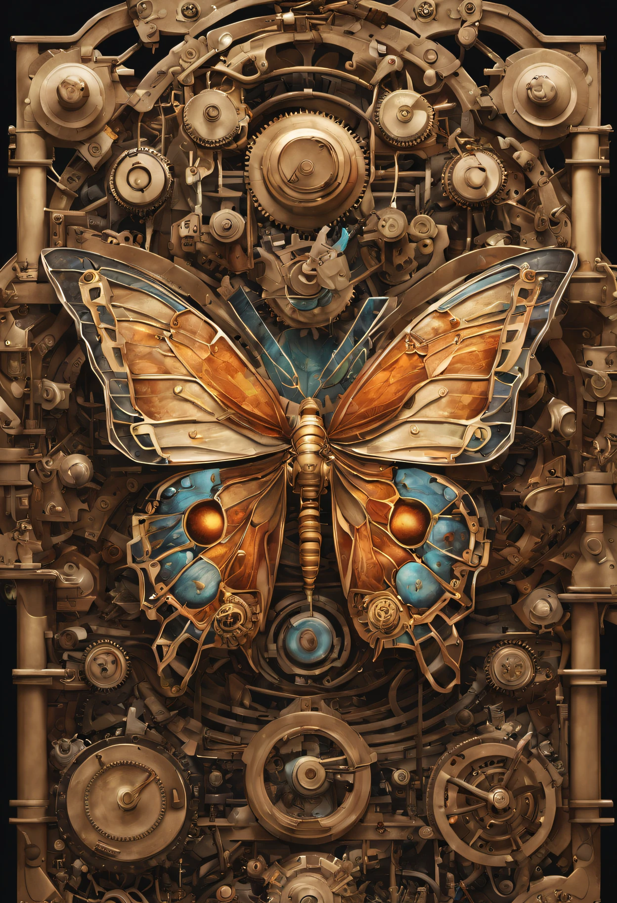 masterpiece, (beautiful and aesthetic:1.5), illustration, surrealism, highly detailed, colorful binary code effect forming a silhouette of a butterfly, portrait,  weave together to create a harmonious fusion of technology and art, (epic composition, epic proportion), HD