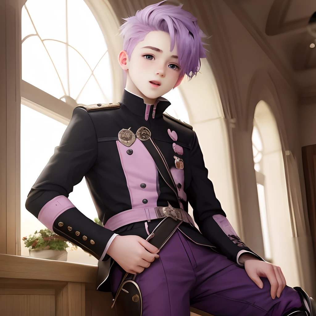 male child,Purple-pink hair,vocal,cocky,Beautiful Boys,breeches