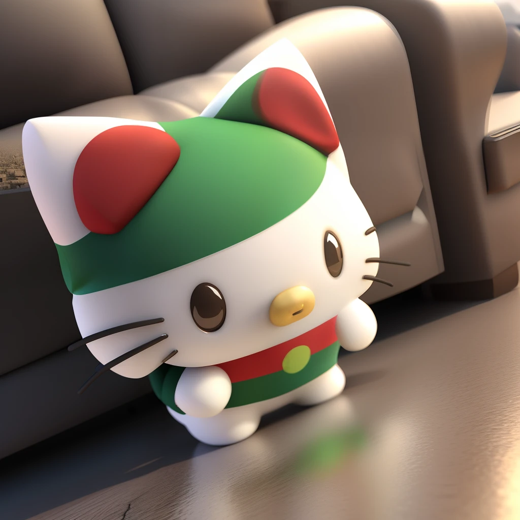 3d hello kitty holding the Iraq flag