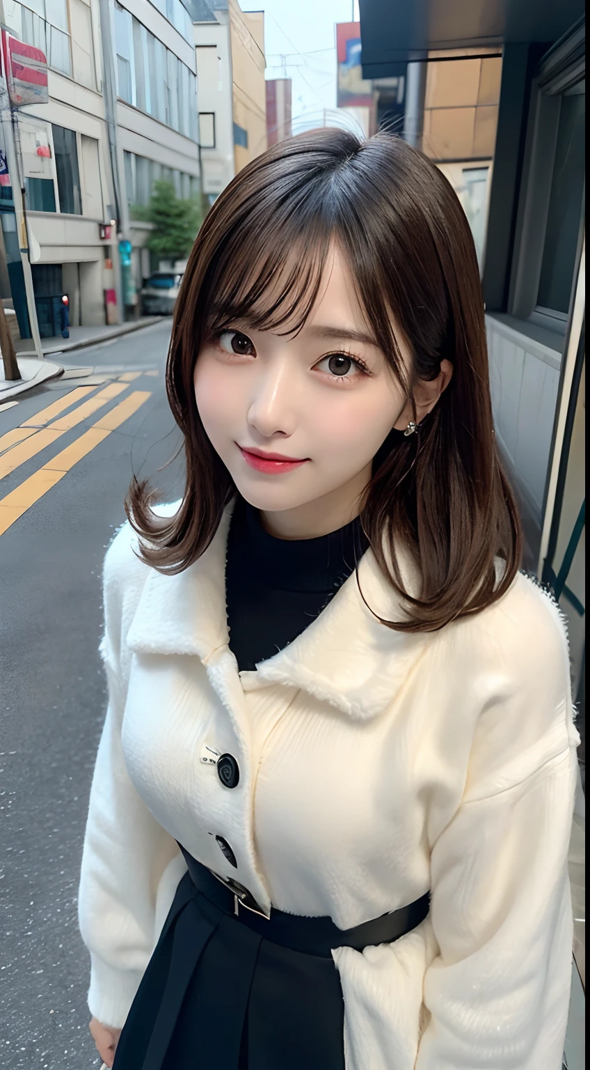 masutepiece, Best Quality, Illustration, Ultra-detailed, finely detail, hight resolution, 8K Wallpaper, Perfect dynamic composition, Beautiful detailed eyes, Winter clothes,Medium Hair,small tits,Natural Color Lip, a room、20 years girl、Cute、Show the camera your sexy look,Face that feels ecstasy,blur backgroun,KPOP Idol Face,Cute,Shoot you from above,Kamimei,ssmile