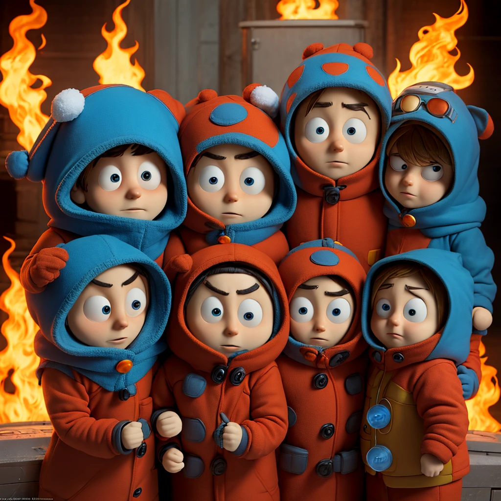 Film: Family of Cartman run out Chicago on Fire and Kenny McCormick, by Guillaume Parker and Peter Jian, Center by Peter Jian, Movie Poster on 2024