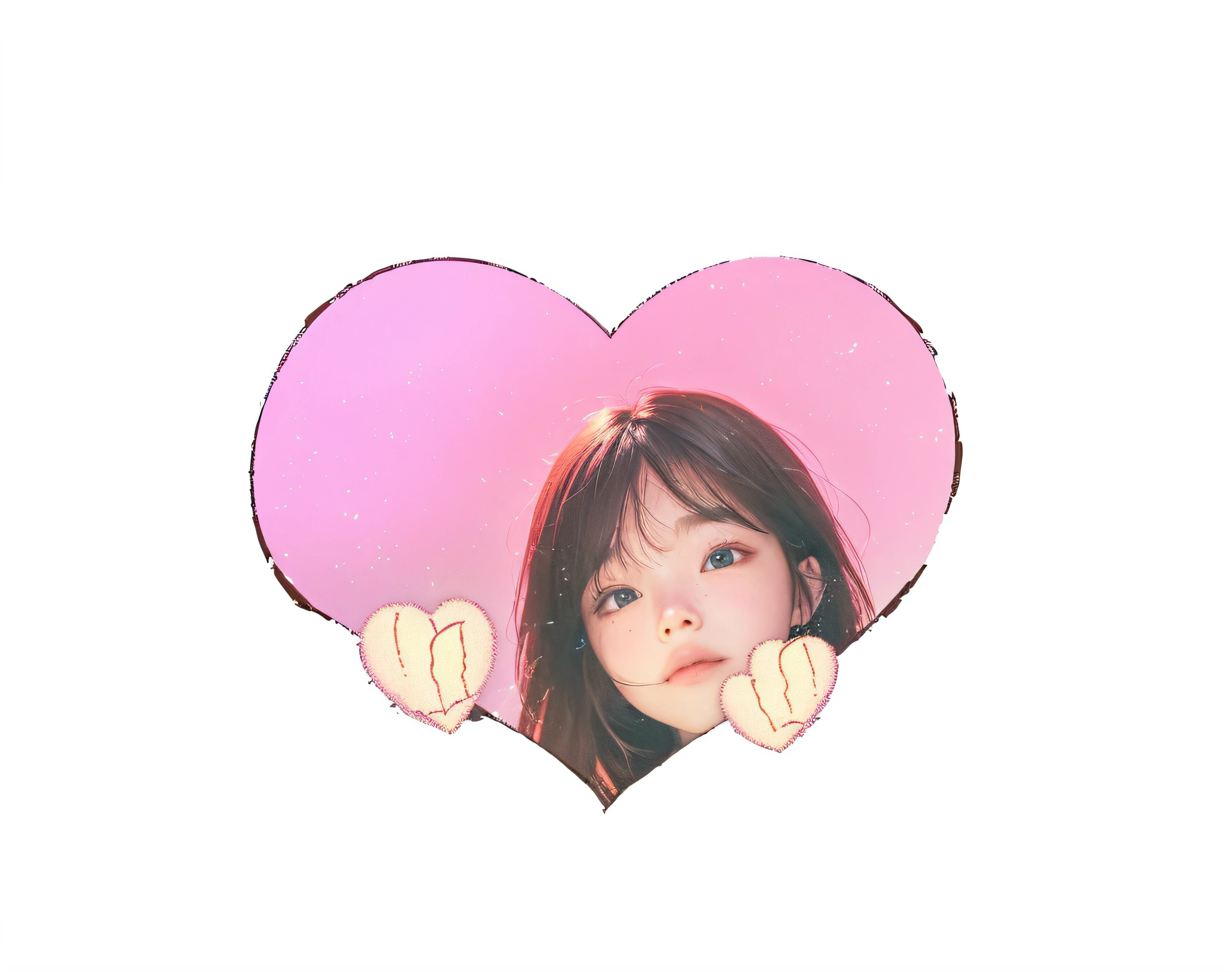 Masterpiece,ultra realisic,32 k,Extremely detailed CG unity 8k wallpaper, Best Quality, 1 Girl, Film color, (Film Overlay:1.2), (Faint overlay:1.5), He looks out with an embarrassed expression through the heart-shaped window
