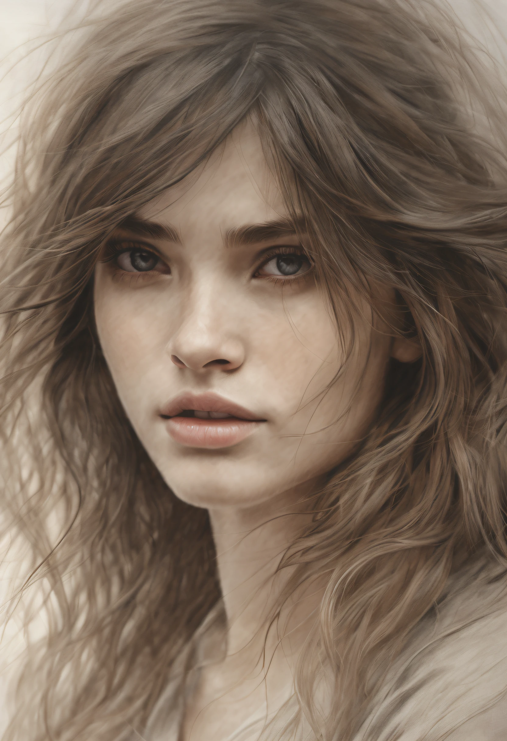 (best quality,4k,8k,highres,masterpiece:1.2),ultra-detailed,realistic,portrait drawings,charcoal sketches,impressionistic realism,meticulous shading,subtle expressions,ethereal lighting,dramatic shadows,soft highlights,graceful lines,detailed hand and facial features,natural skin tones,strands of flowing hair,subtle blush on cheeks,expressive eyes,pencil strokes capturing emotions,meticulous attention to clothing folds and textures,impressionistic background,soft and dreamy atmosphere,harmonious color palette,subtle hints of warm and cool tones,masterfully blended colors,subtle perspective,creating a sense of depth,sketching the illusion of movement,evoking a sense of mystery and intrigue.
