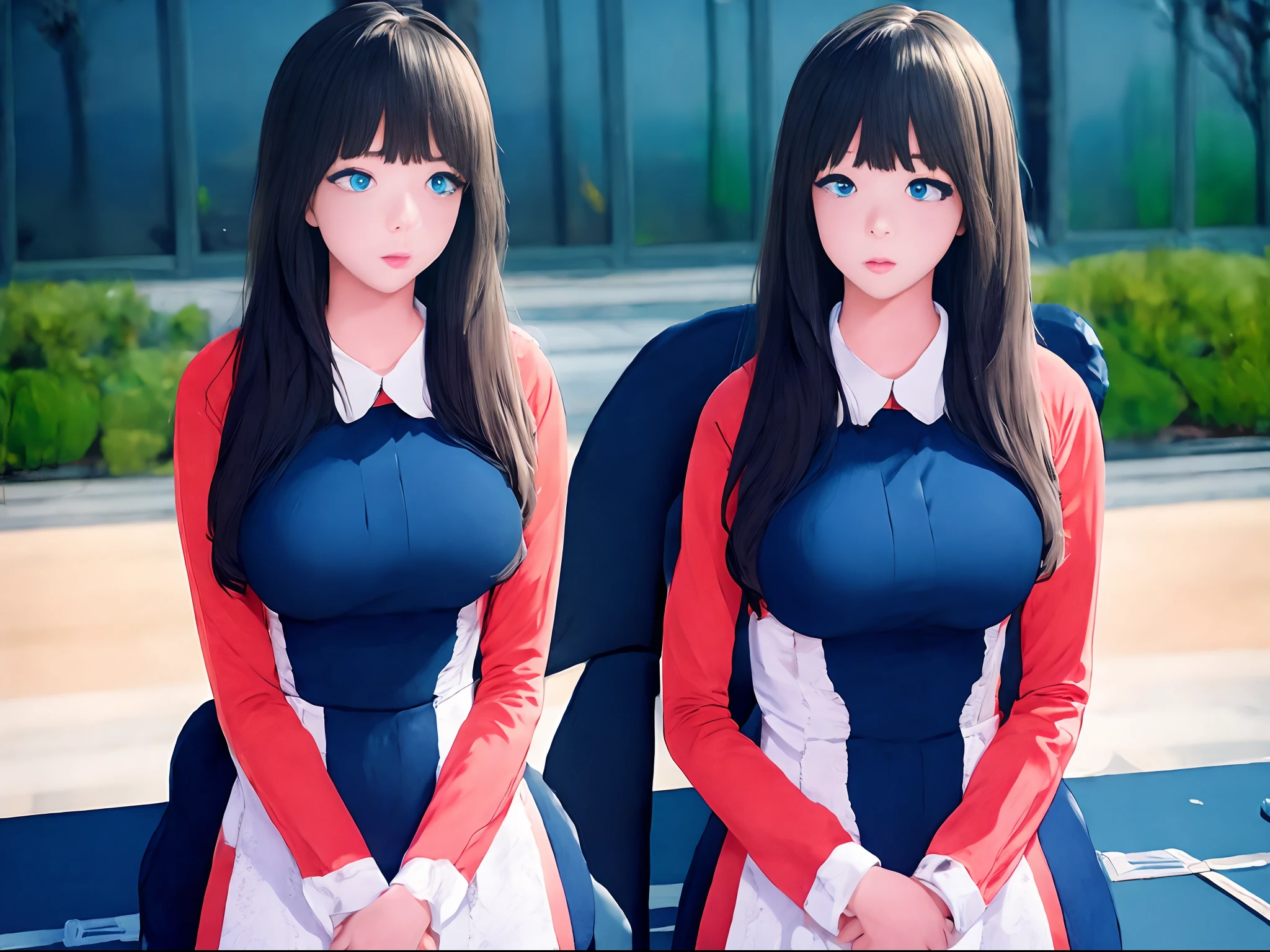 (masterpiece), realistic, beautiful face, sunlight, cinematic light, bangs, 2 beautiful sisters, full body, from above and side, BBQ, cook seafood , outdoor, school swimwear, lakeside, beautiful eyes, silver hair, perfect anatomy, very cute, princess eyes , (blue eyes) , Centered image, bioluminescence, 8 life size,8k Resolution, human hands, elegant, approaching perfection, dynamic, highly detailed, character sheet, concept art, smooth, facing directly at the viewer positioned so that their body is symmetrical and balanced, stunningly beautiful teenage girl, detailed hairstyle, fractal art, god ray, ****, endured sadness expression, open mouth and stick out tongue, castle ruins, airplane and contrail, rainbow, winter,