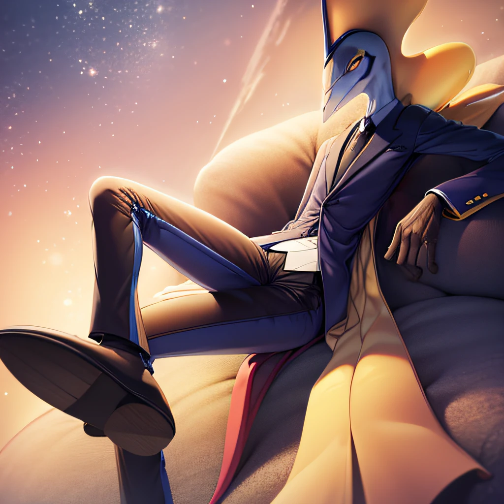 k hd , k hd ,mlp fanart, High-quality fanart , Solo, 1boys, Furry , Furry male , Adult , A gentleman's move , wear suit , Full-length portrait of Inteleon , The crotch is large and raised