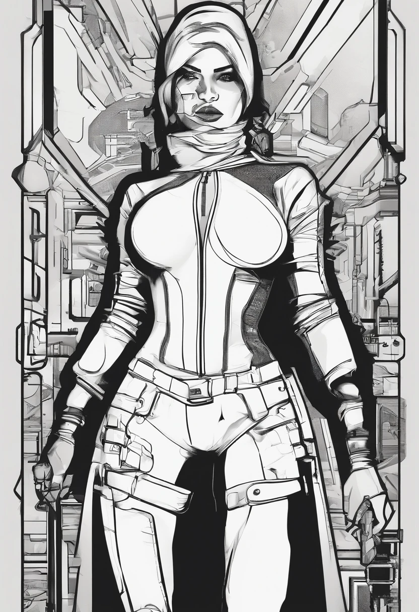 cyberpunk badass, view from behind, plumb ass, thick thighs, thin waist, hourglass figure, extremely detailed face and eyes, high contrast lighting, skimpy clothing, dynamic shadows, absurdes, 4k