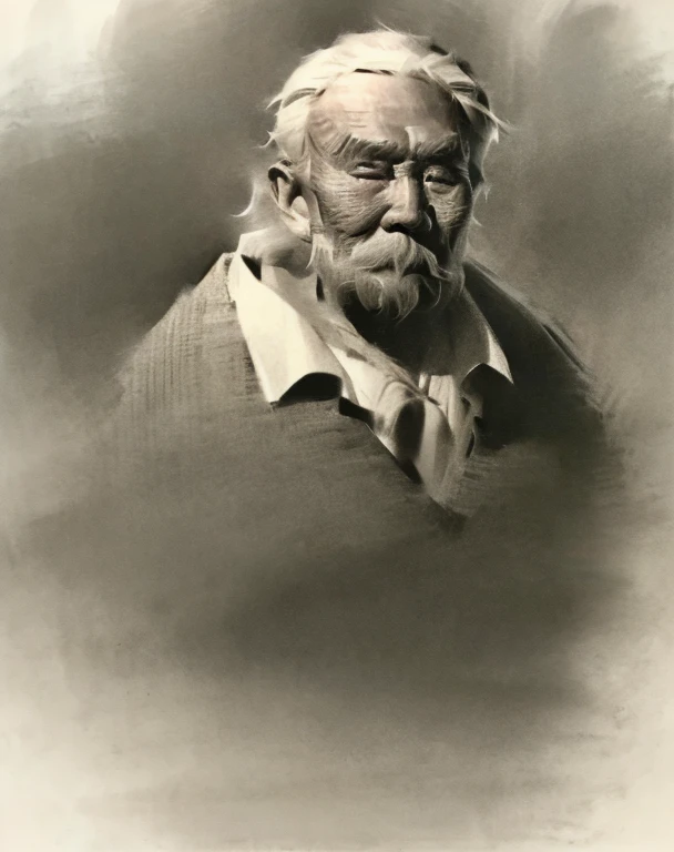 (highres,best quality,realistic),(portrait,character) of an (elderly Chinese man:1.1),(side view:1.1), around (70 years old:1.1). The man has (wrinkles:1.2) on his face, showing the marks of a life well-lived. His (expressive eyes),(wisdomful eyes:1.1) show the depth of his experiences. He has (thick, white hair),(wispy white hair:1.1) that adds to his distinguished appearance.
The portrait is done in a (classic charcoal style:1.2) with (fine, detailed shading:1.1), capturing every (wrinkle:0.9) and (crease:0.9) on the man's face. The sketching technique brings out the (texture:1.1) of his skin, making it feel three-dimensional. The background is a tranquil (landscape:1.1) with (misty mountains:1.2) and (flowing rivers:1.1), symbolizing the wisdom and serenity that comes with age.
The image is of (exceptional quality:1.2), with (crisp lines:1.1) and (subtle hues:1.1) that create a (life-like:1.37) representation of the elderly man. The lighting is soft and (natural:1.1), emphasizing the contours of his face and adding depth to the overall composition.
This piece of art captures the beauty and grace of an elderly Chinese man, showcasing the wisdom and stories hidden within his aged features. It is a (touching portrayal) that celebrates the rich history and cultural heritage of China.