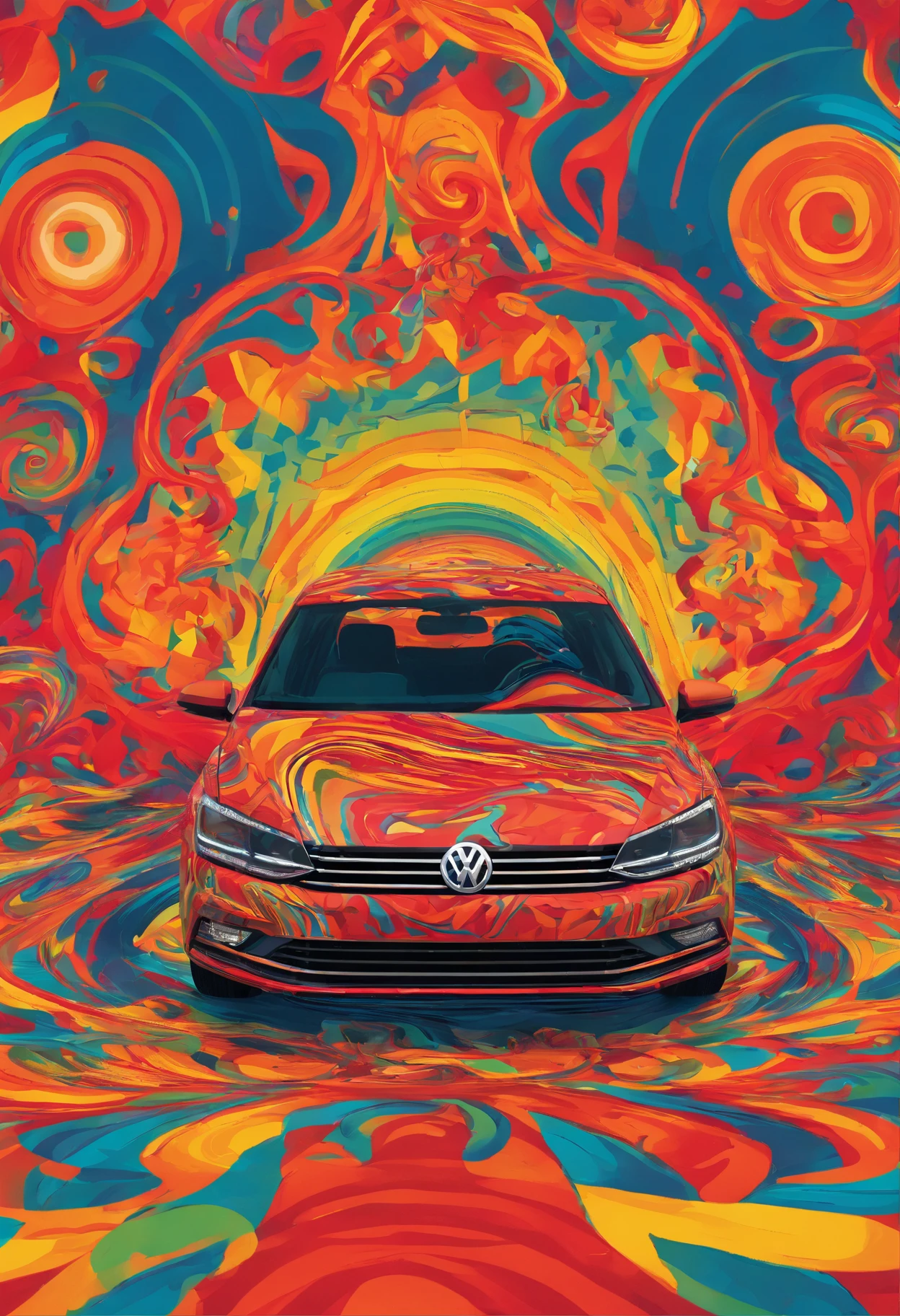 Exploded view modelled after a Volkswagen Jetta 2016 in red