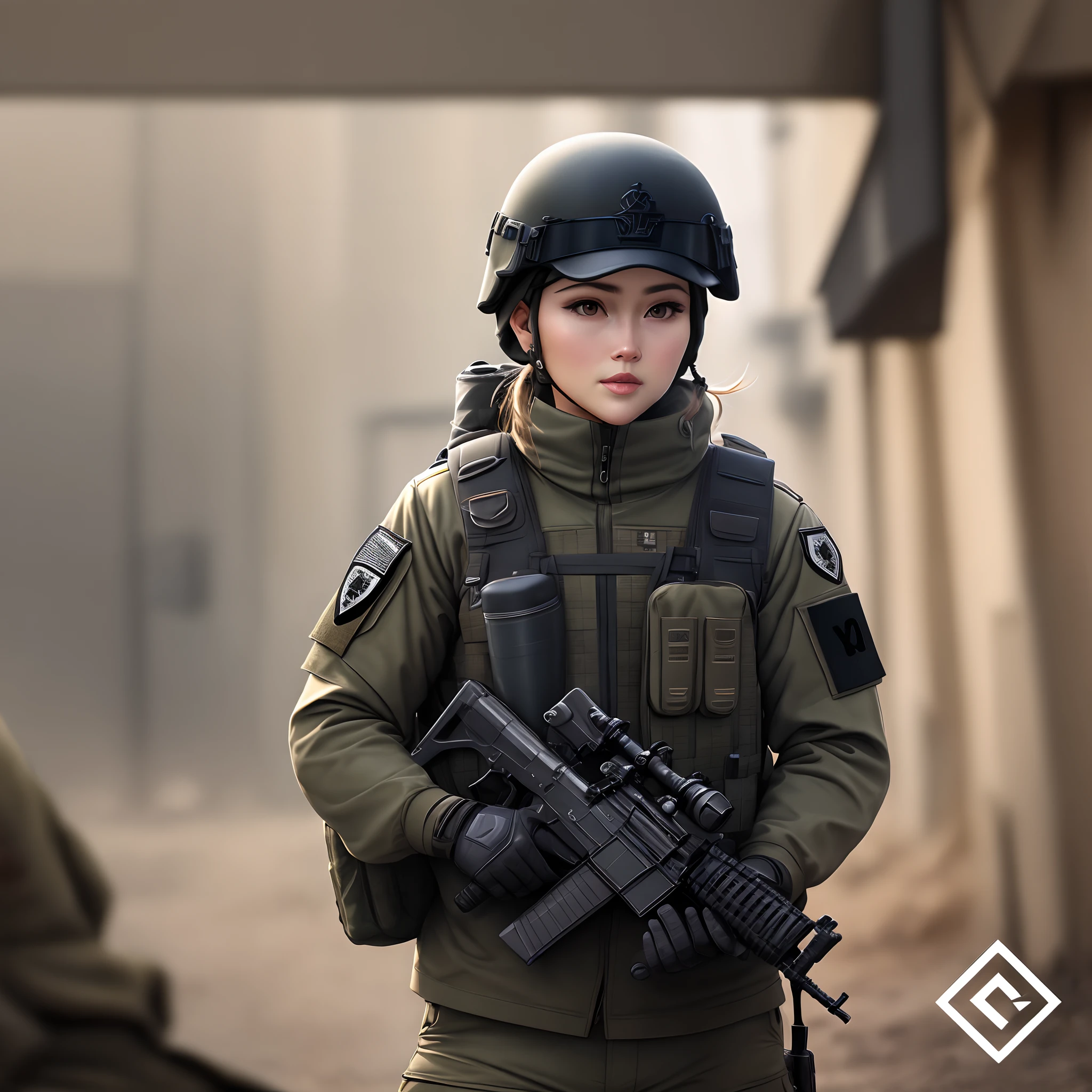 1girl,realistic hijab military koreangirl age 17,beautiful realistic face, Gently smiling detailed face,sexy,he tall,super big breast,(P cup), tight hijab indonesian soldier girl uniform and shortskirt outfit,full body wet water,in jungle,hold a gun,sniper,pistol,and bag military, standing, looking at viewer,rain,heavy rain